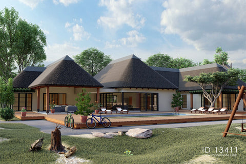 Modern Thatch Roof House Plan and Traditional thatch roof house plans
