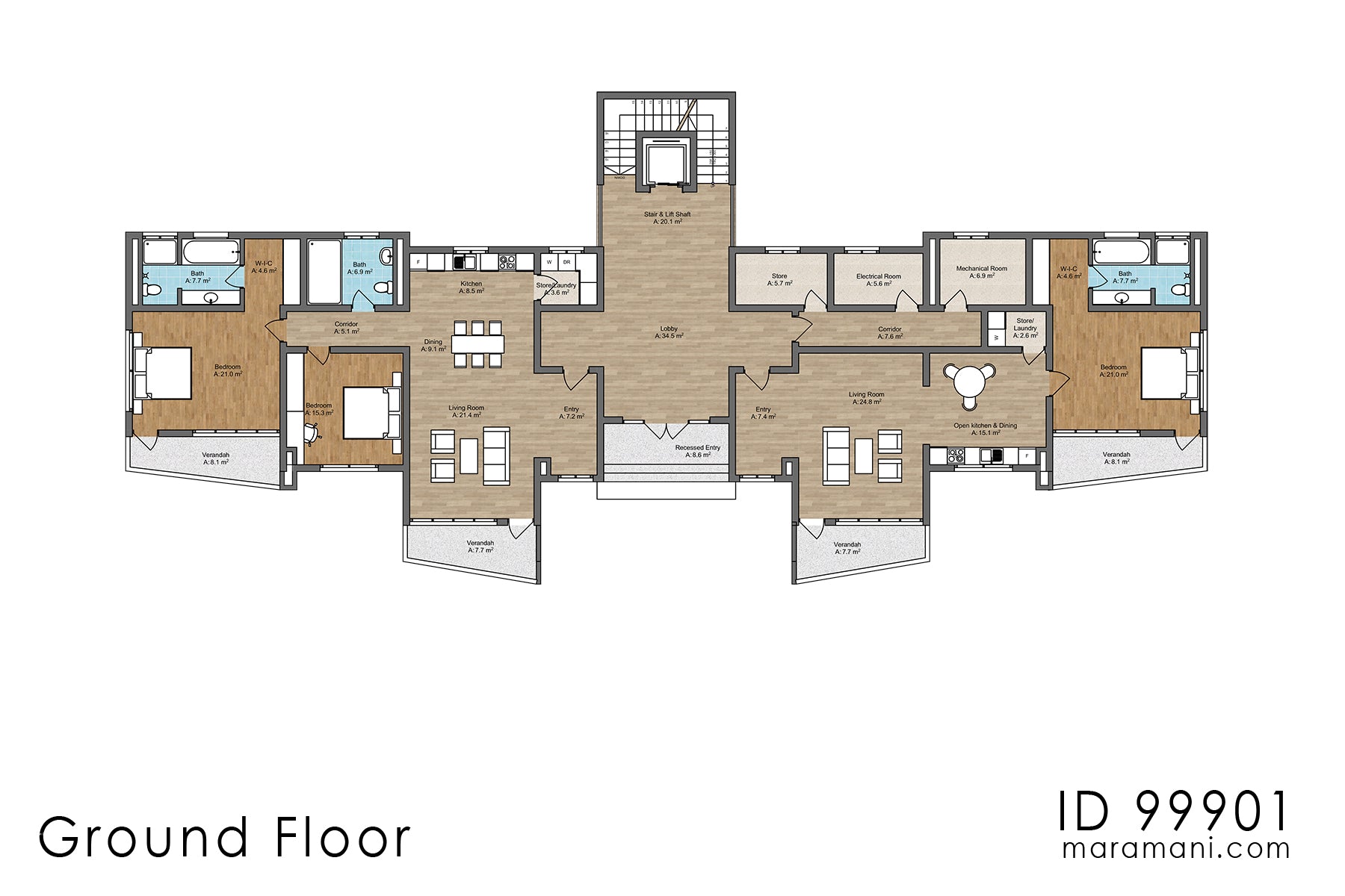 17 Flats Apartment Block - ID 99901