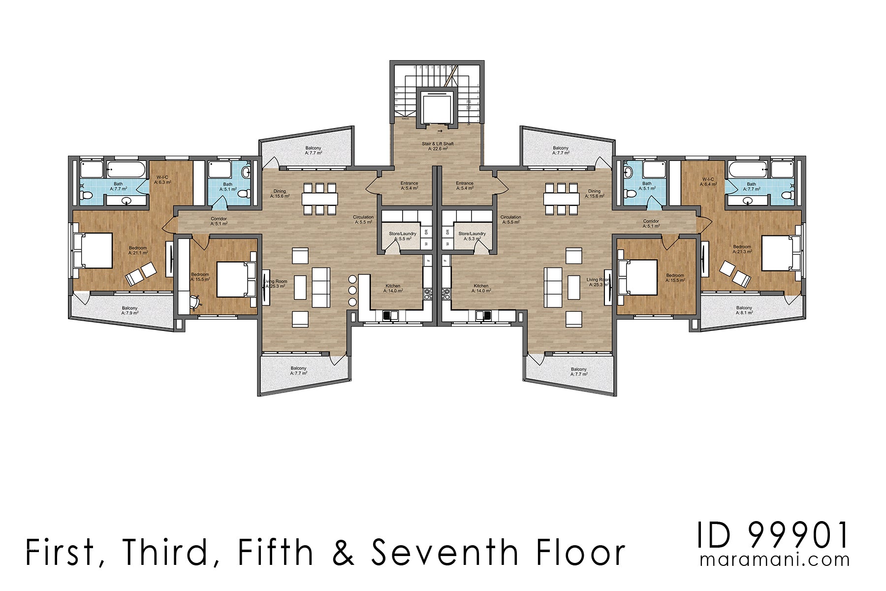 17 Flats Apartment Block - ID 99901