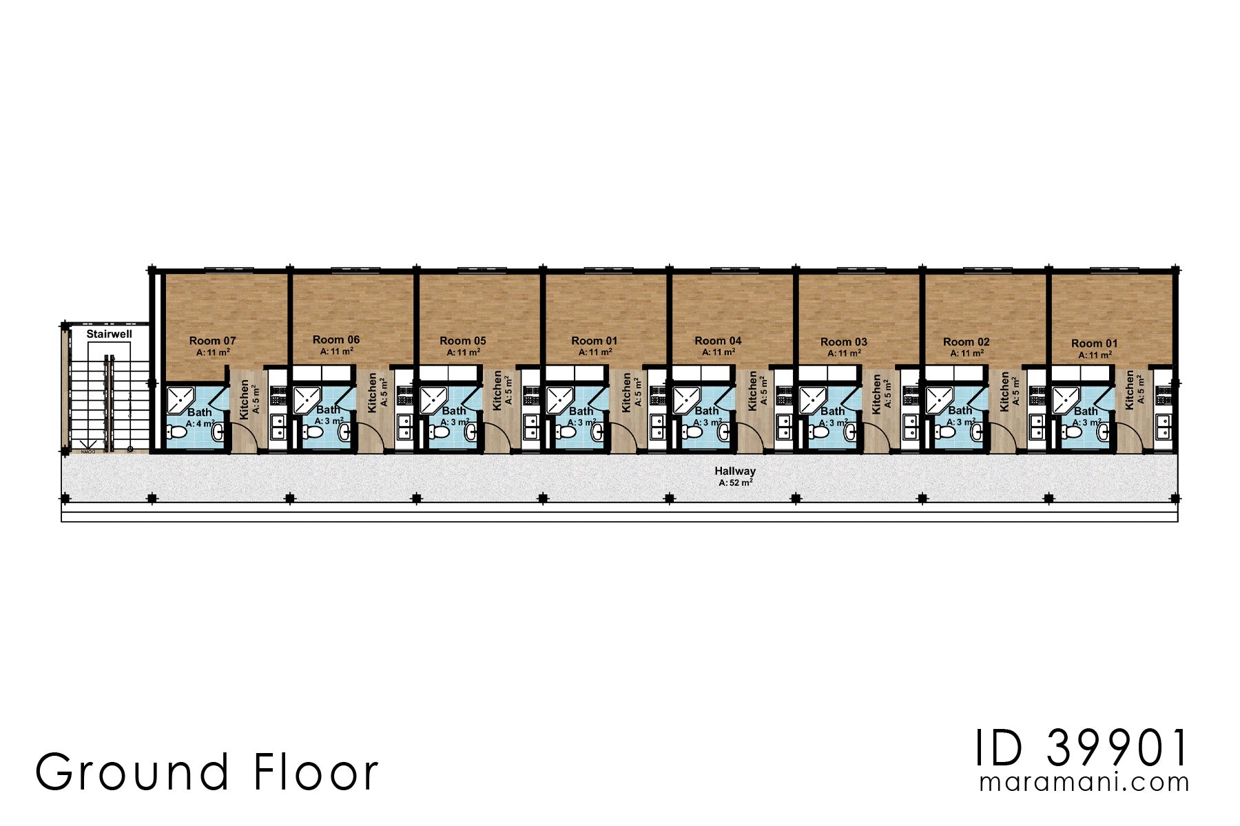 18 Bedroom Hostel Design - ID 39901