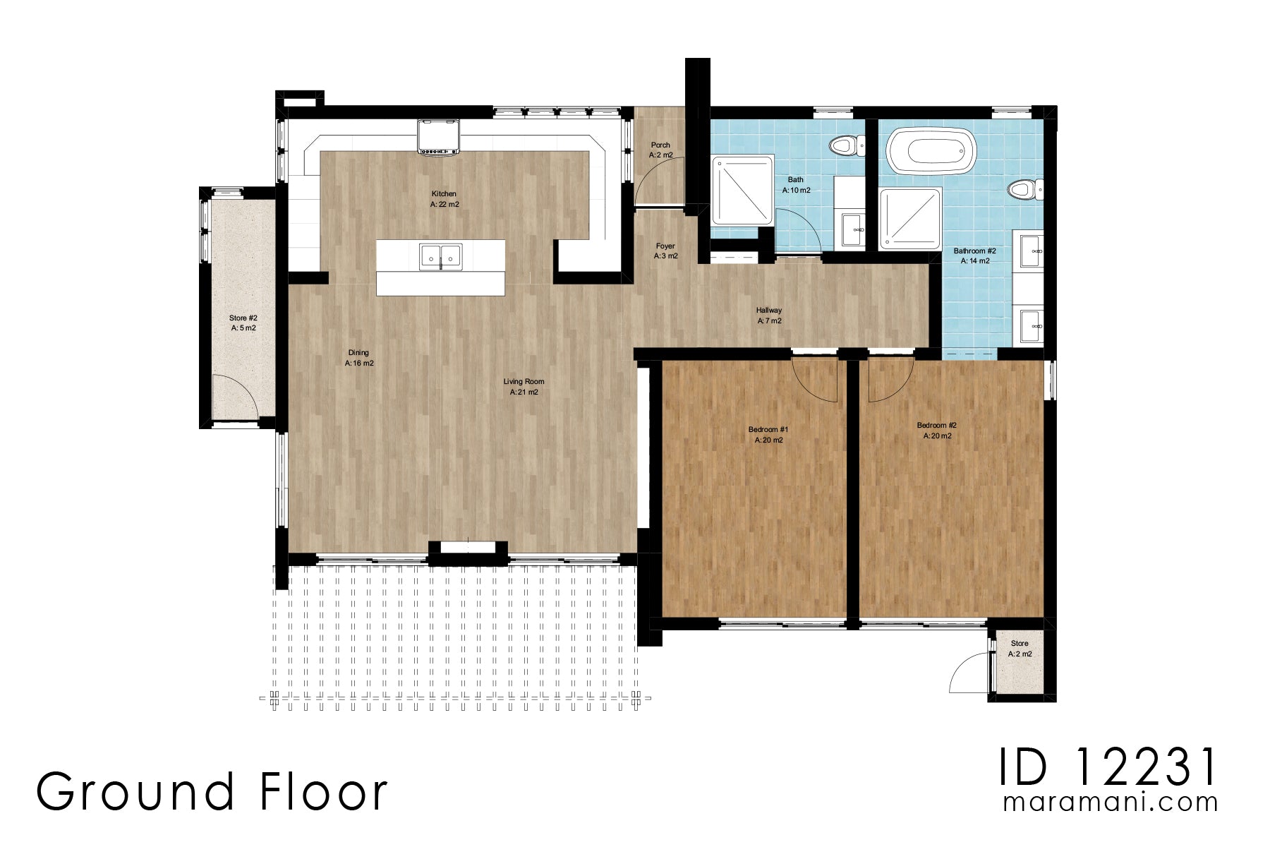 2 Bedroom Contemporary Plan - ID 12231
