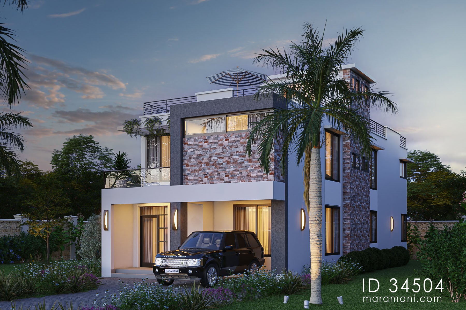 3-Storey 4-Bedroom House Plan - ID 34504