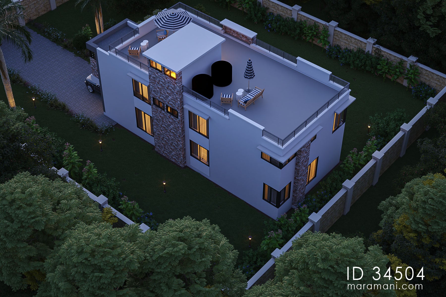3-Storey 4-Bedroom House Plan - ID 34504