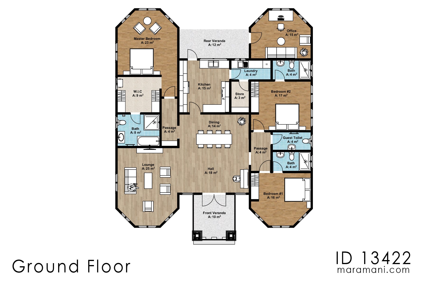 3 bedroom Mediterranean house - ID 13422