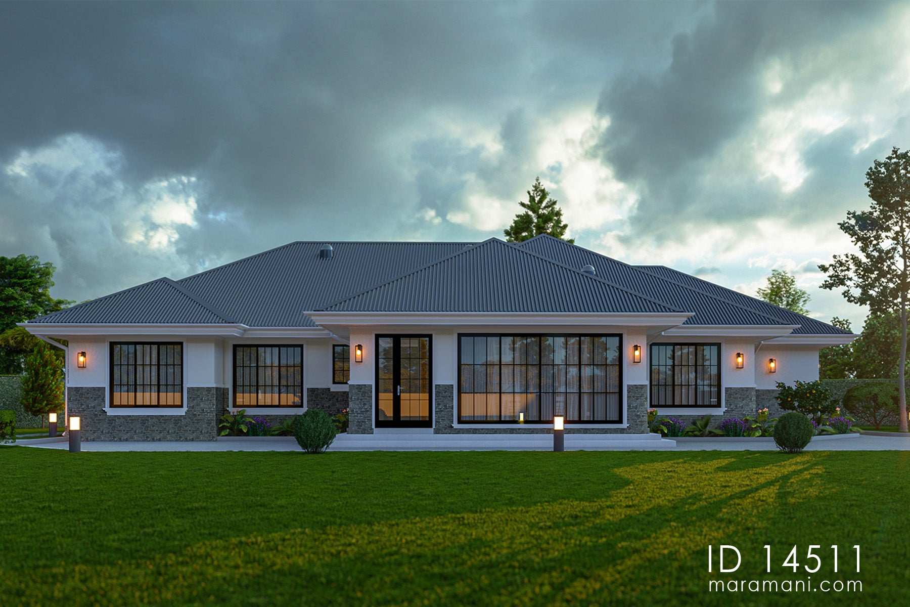 4-bedrooom modern bungalow house - ID 14511 - Plans by Maramani.com, image size:1800x1200
