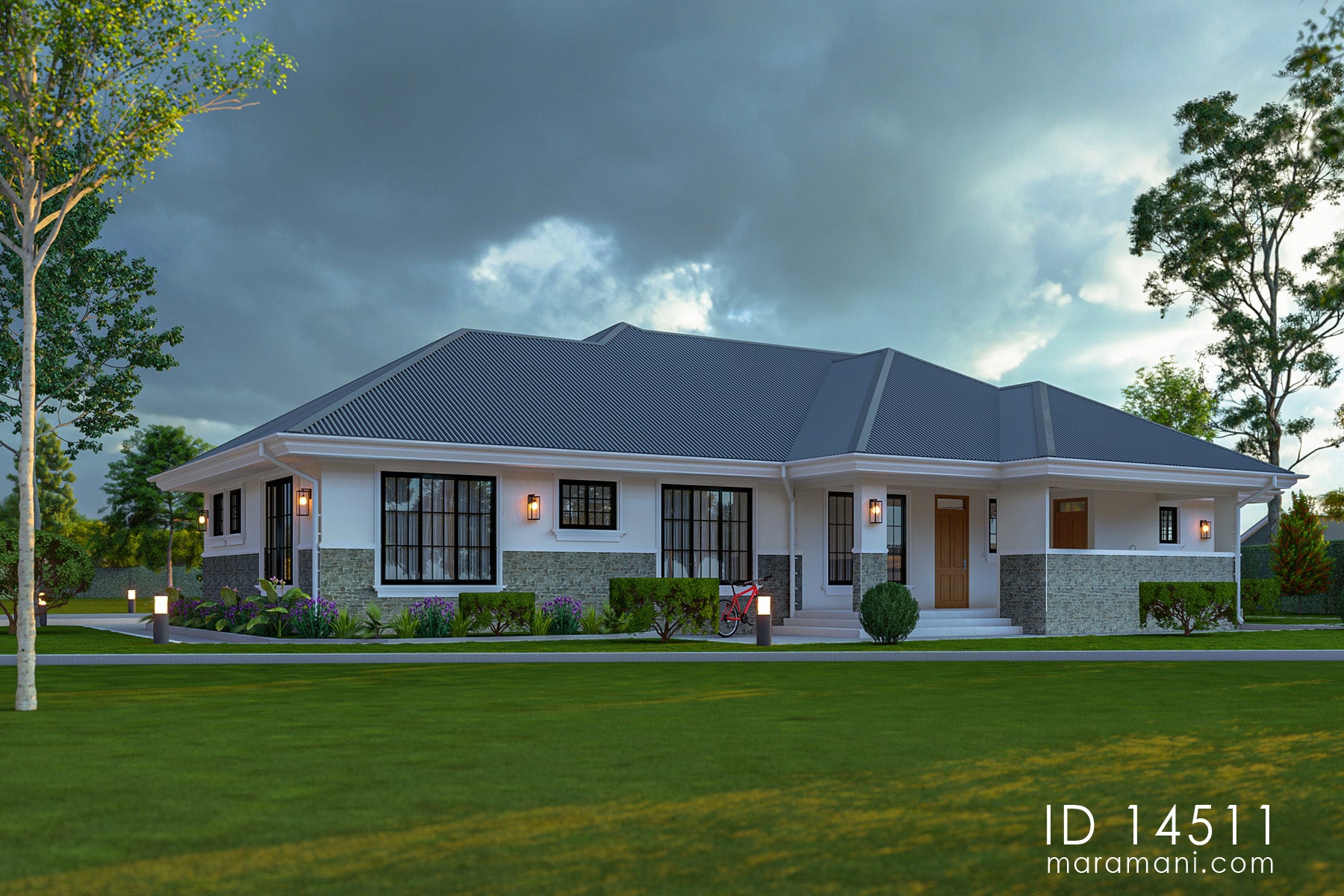 4-bedrooom modern bungalow house - ID 14511