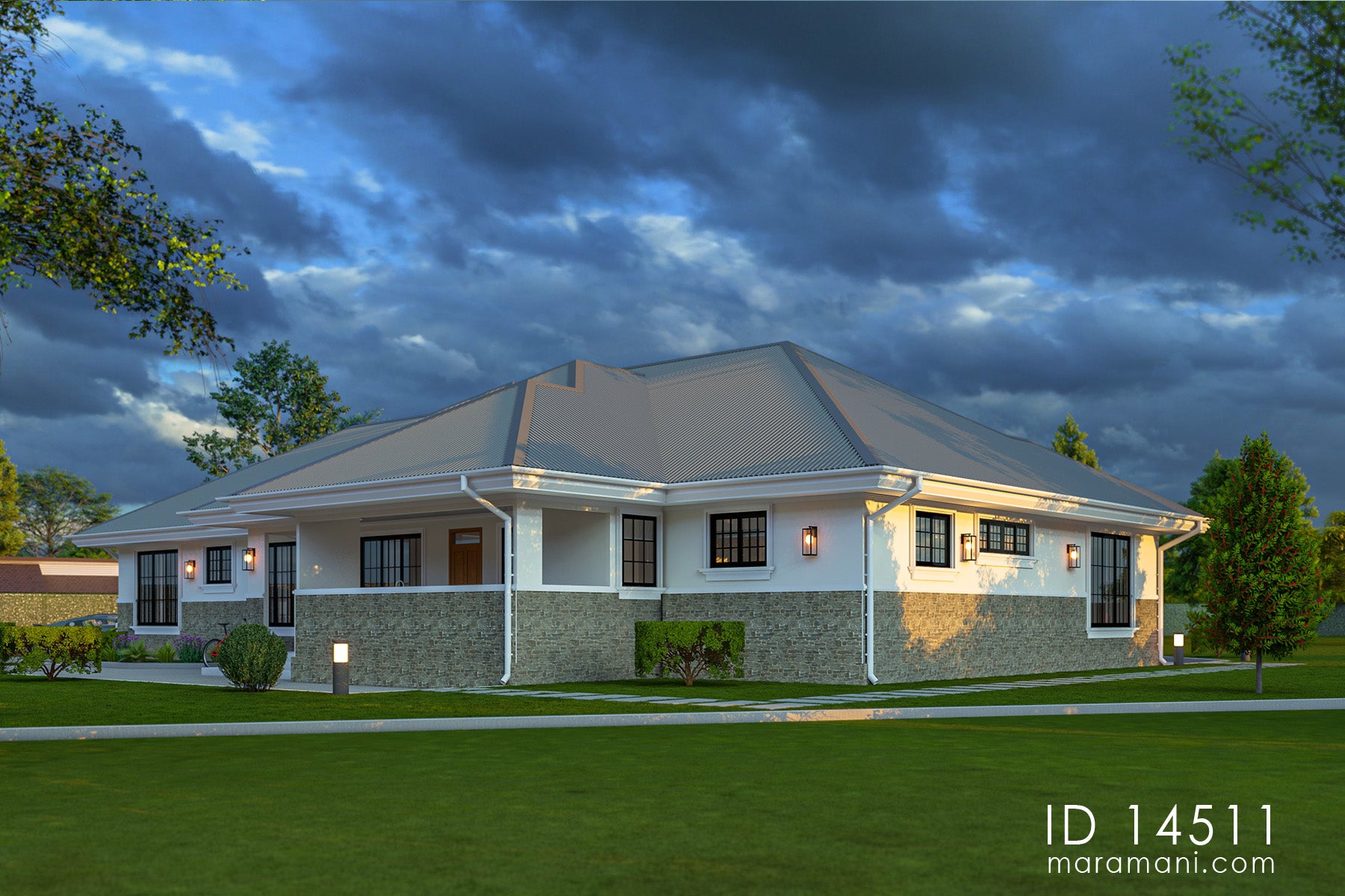 4-bedrooom modern bungalow house - ID 14511