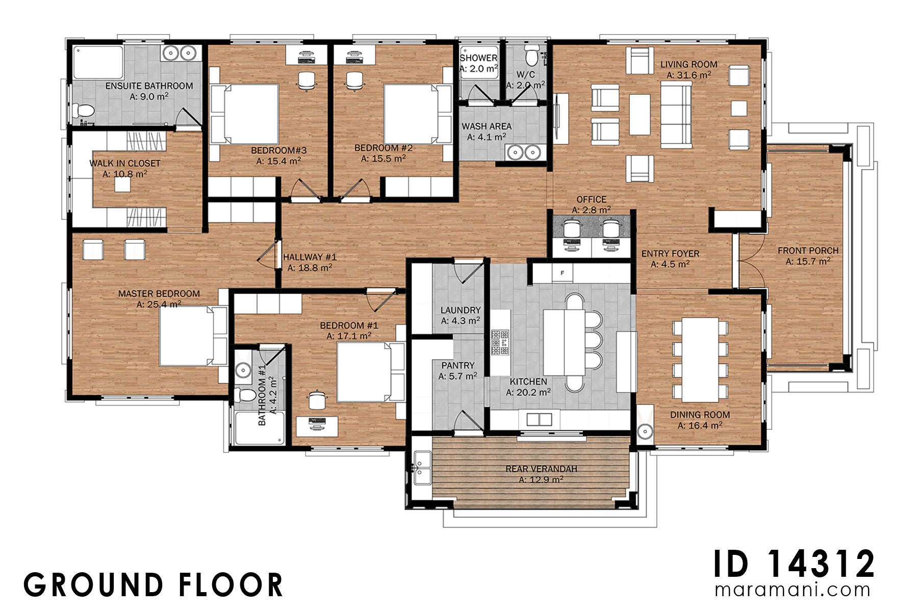 4-Bedroom Hipped roof house - ID 14312
