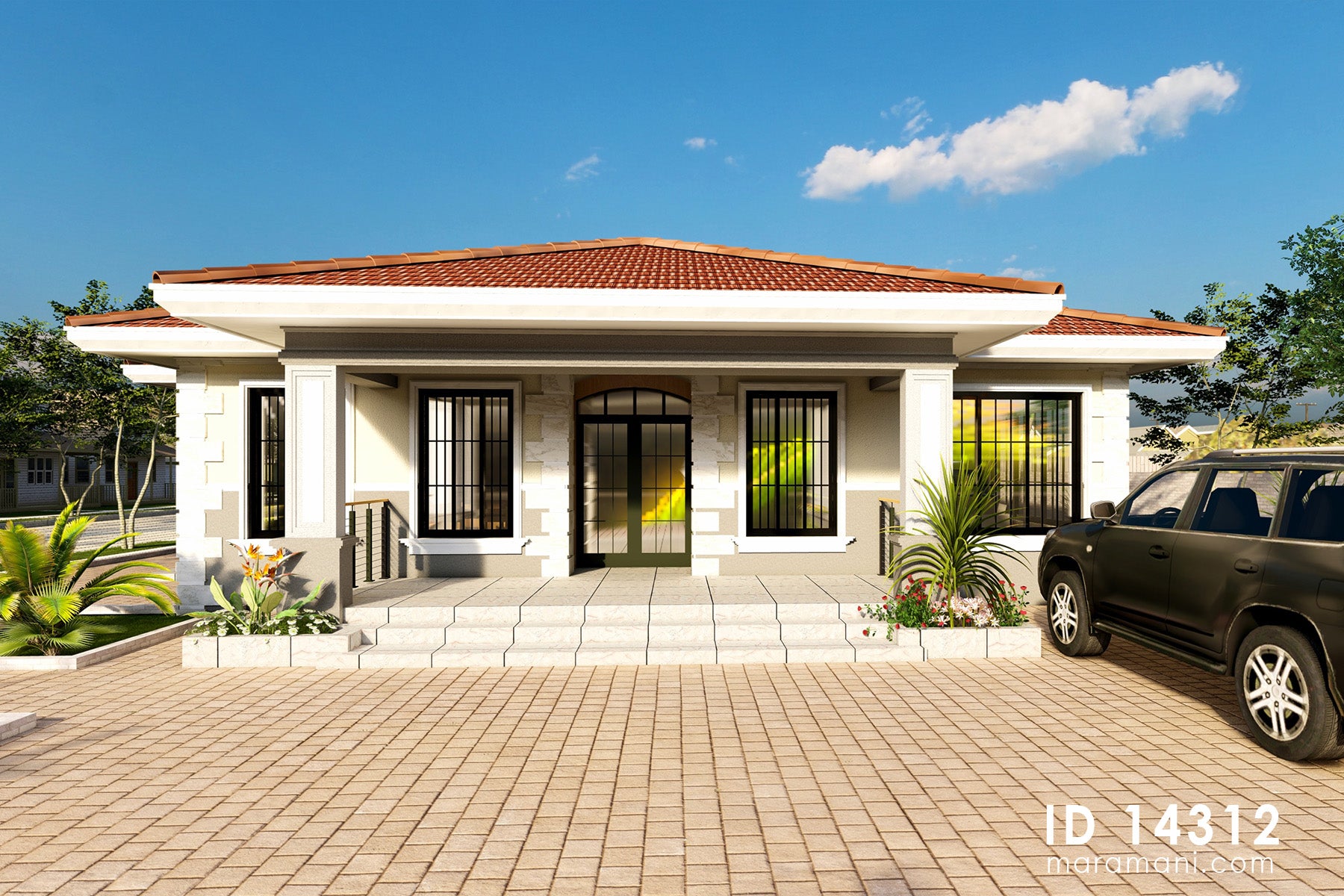4-Bedroom Hipped roof house - ID 14312