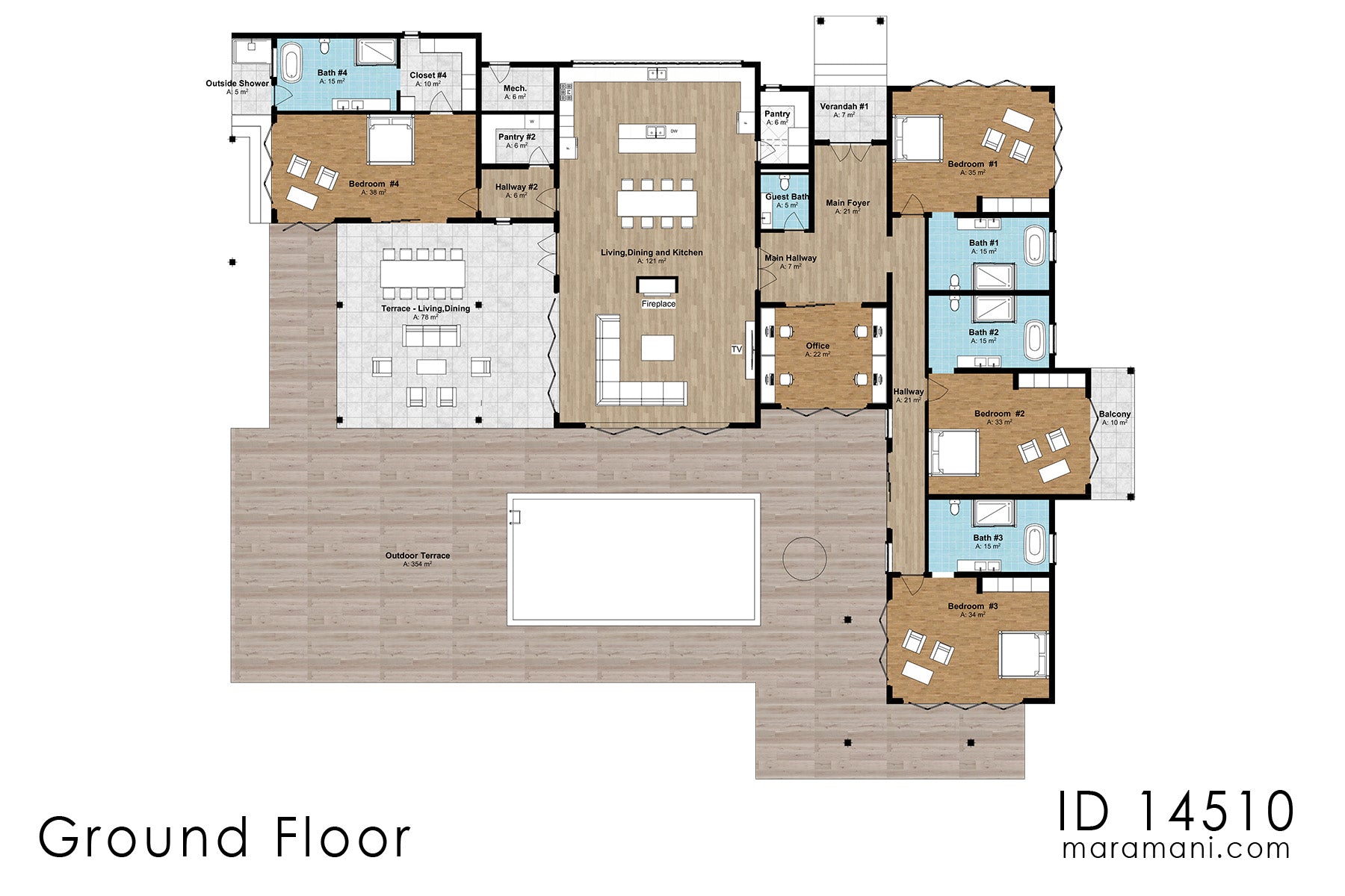 4 bedroom thatch roof villa - ID 14510