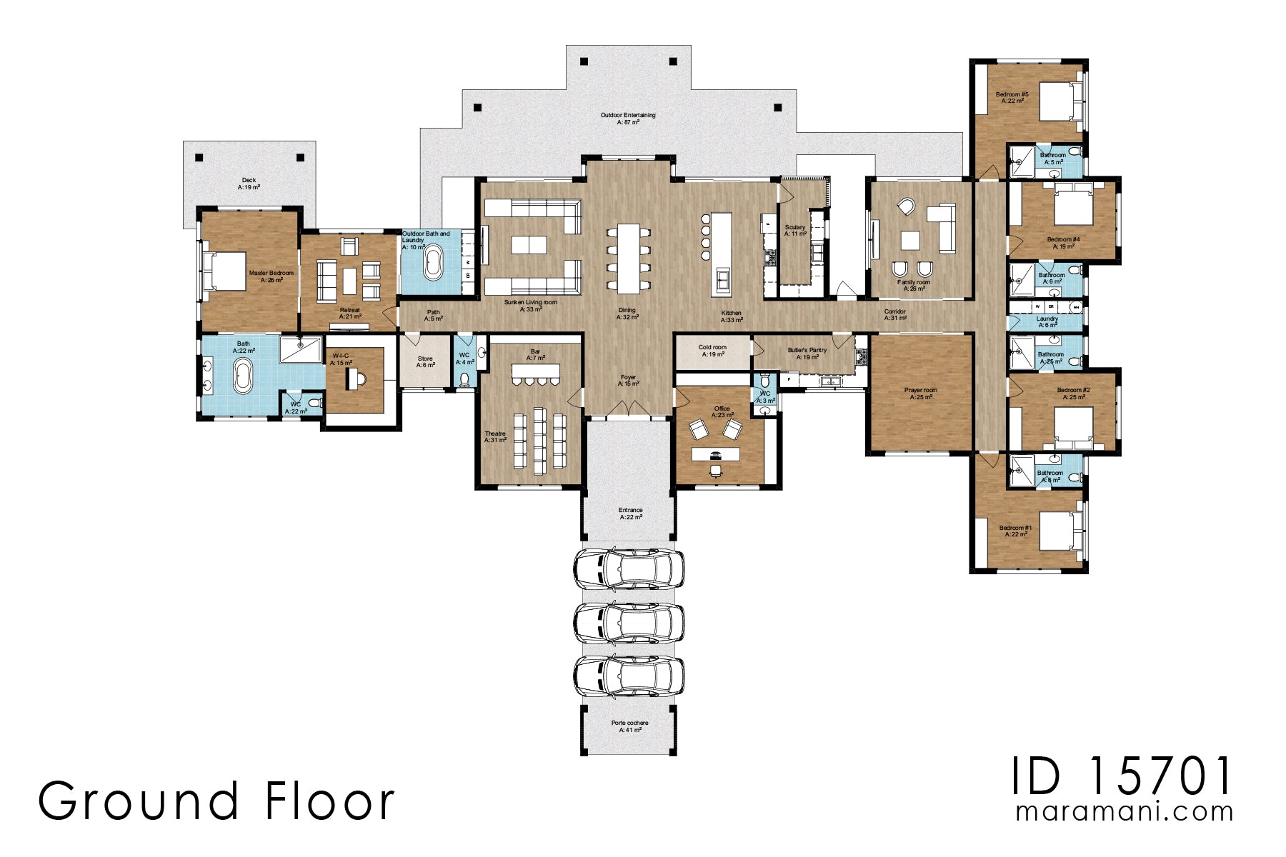 5 Bedroom Farmhouse Plan - ID 15701