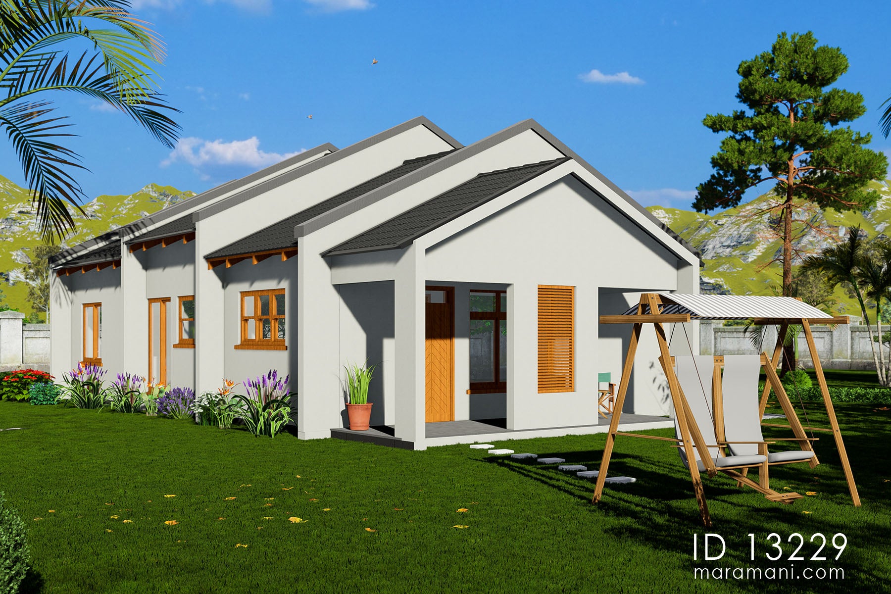 Affordable 3 Room 2 Bathroom Plan - ID 13229