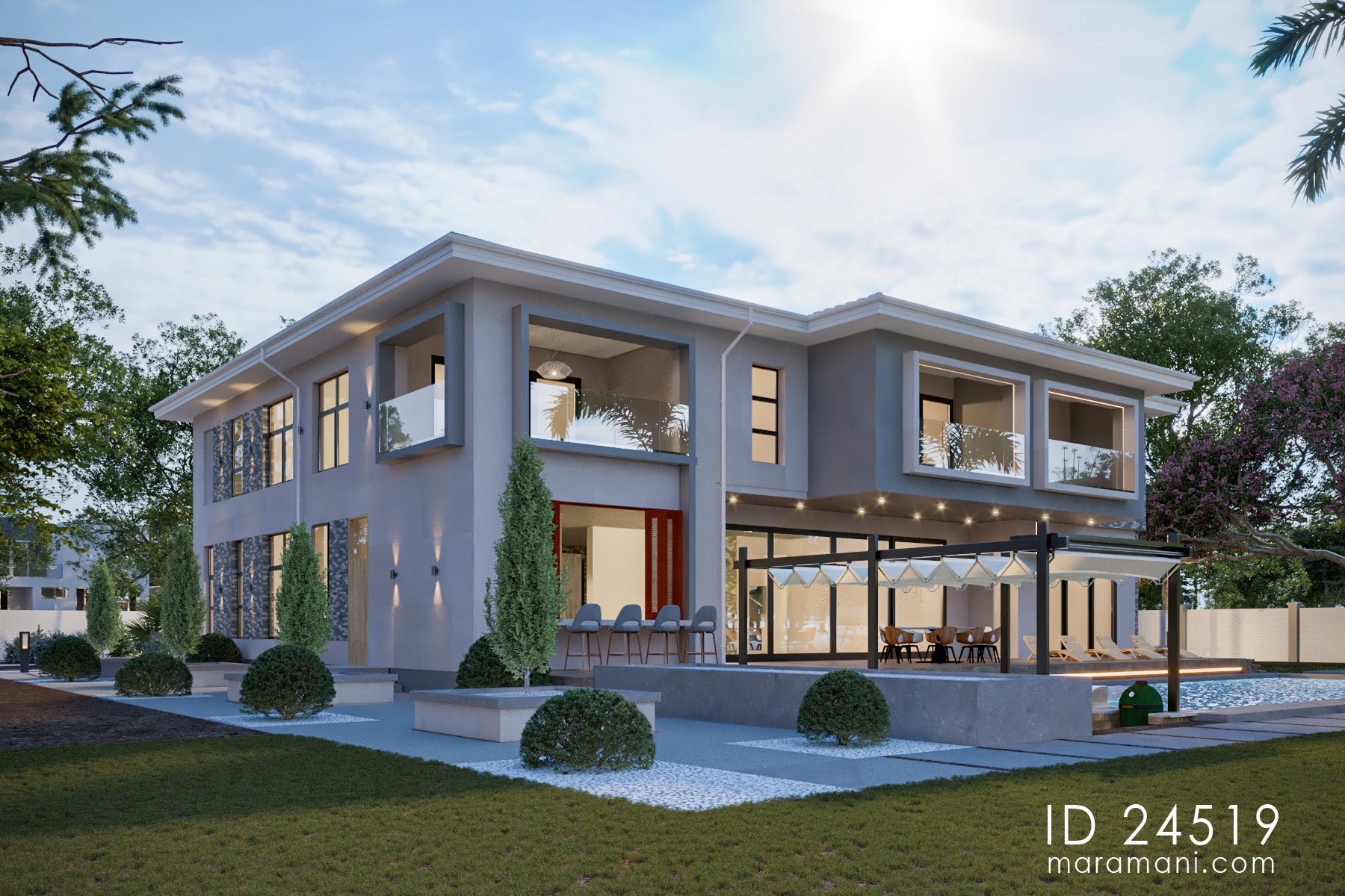 Contemporary 4-bedroom house plan - ID 24519
