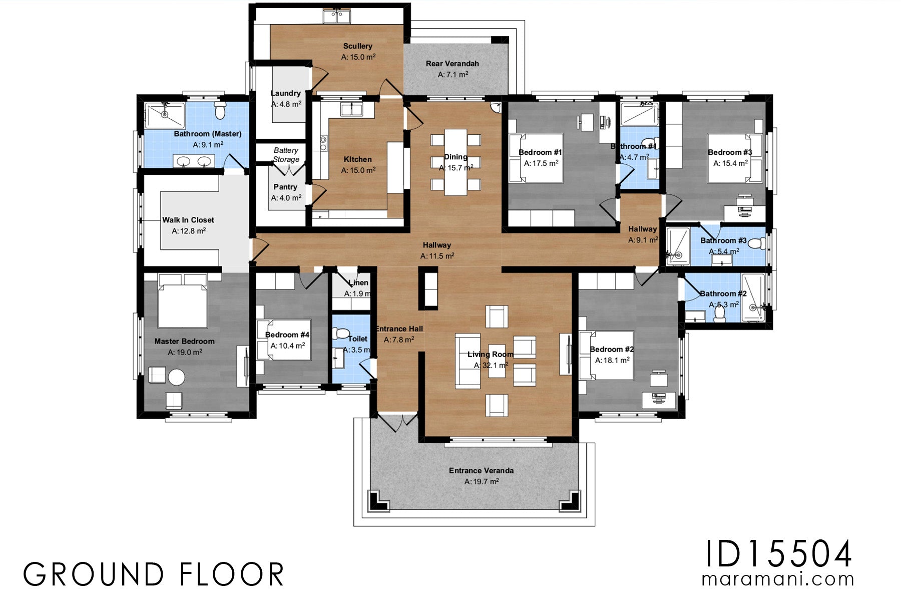Elegant 5-bedroom house plan - ID 15504
