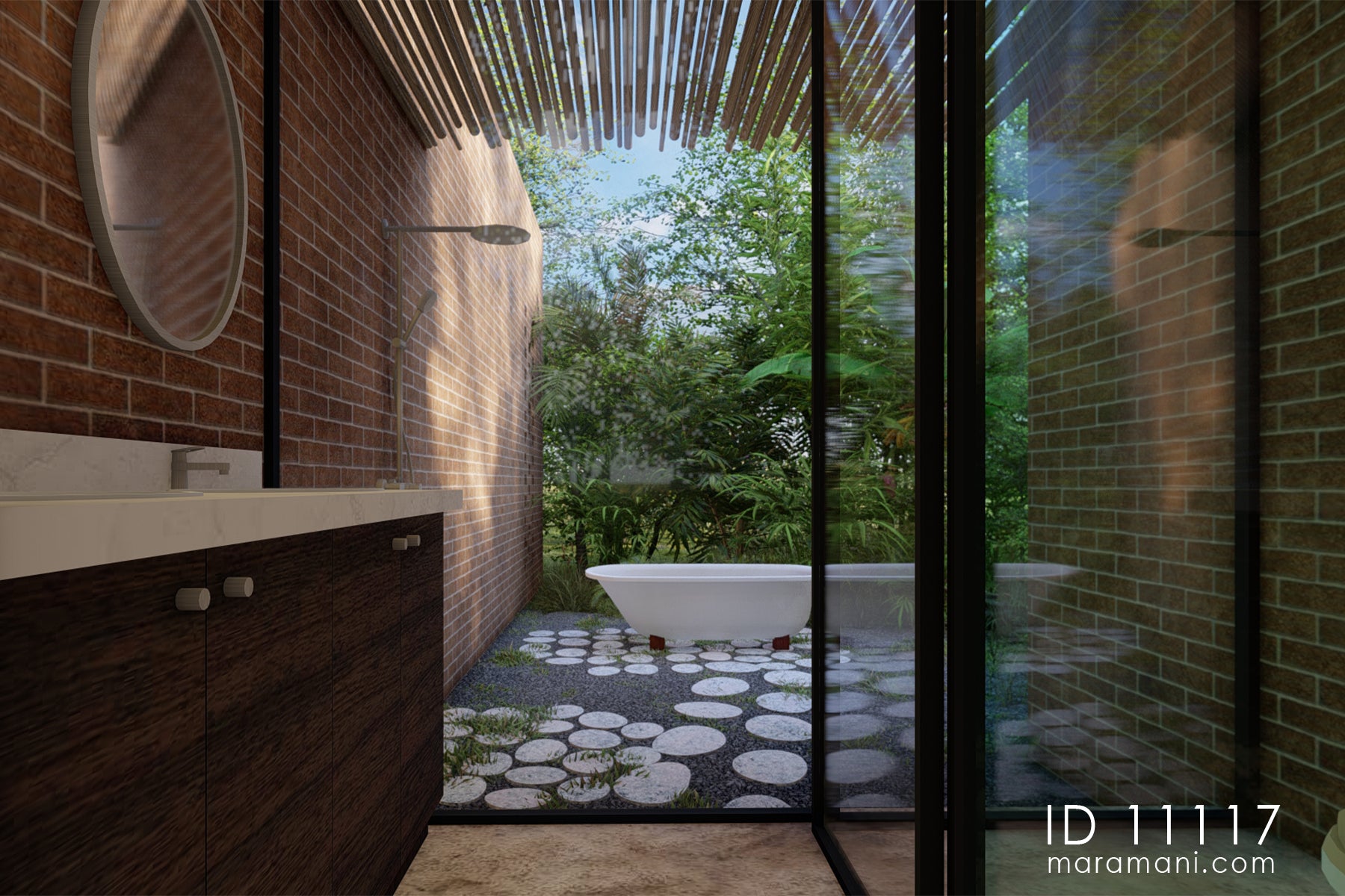One-Bedroom Brick Villa Plan – ID 11117