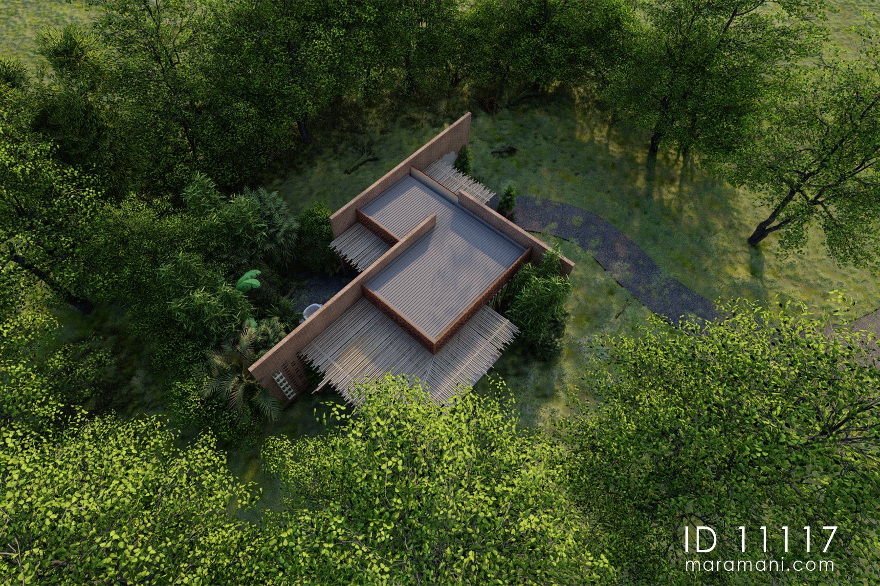 One-Bedroom Brick Villa Plan – ID 11117