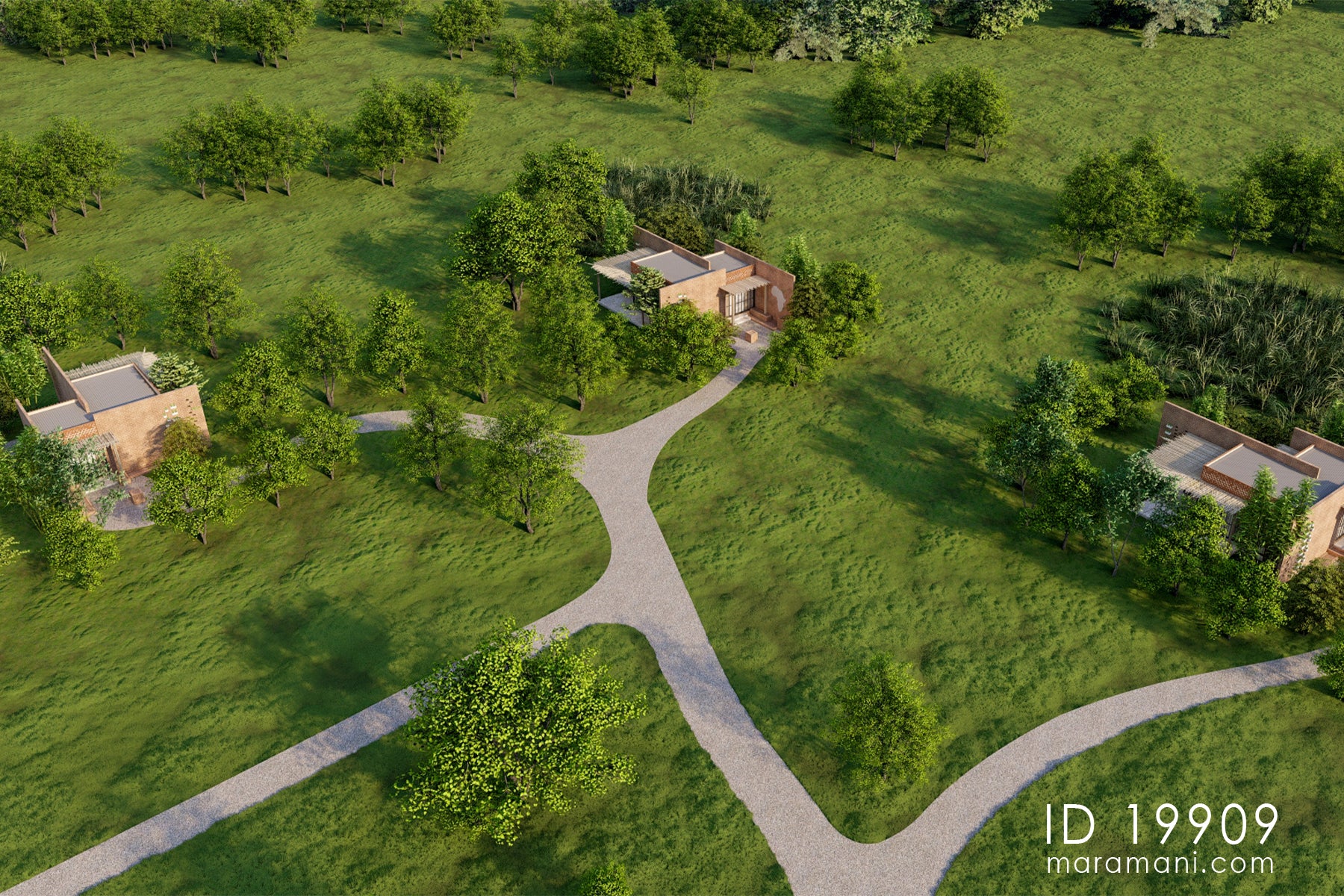 One-Bedroom Brick Villa Plan – ID 11117