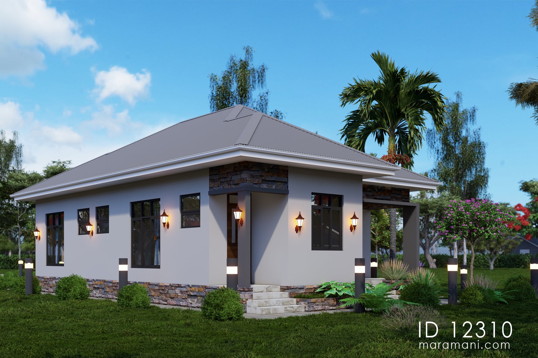 Charming 2-Bedroom Single-Story House Plan – ID 12310