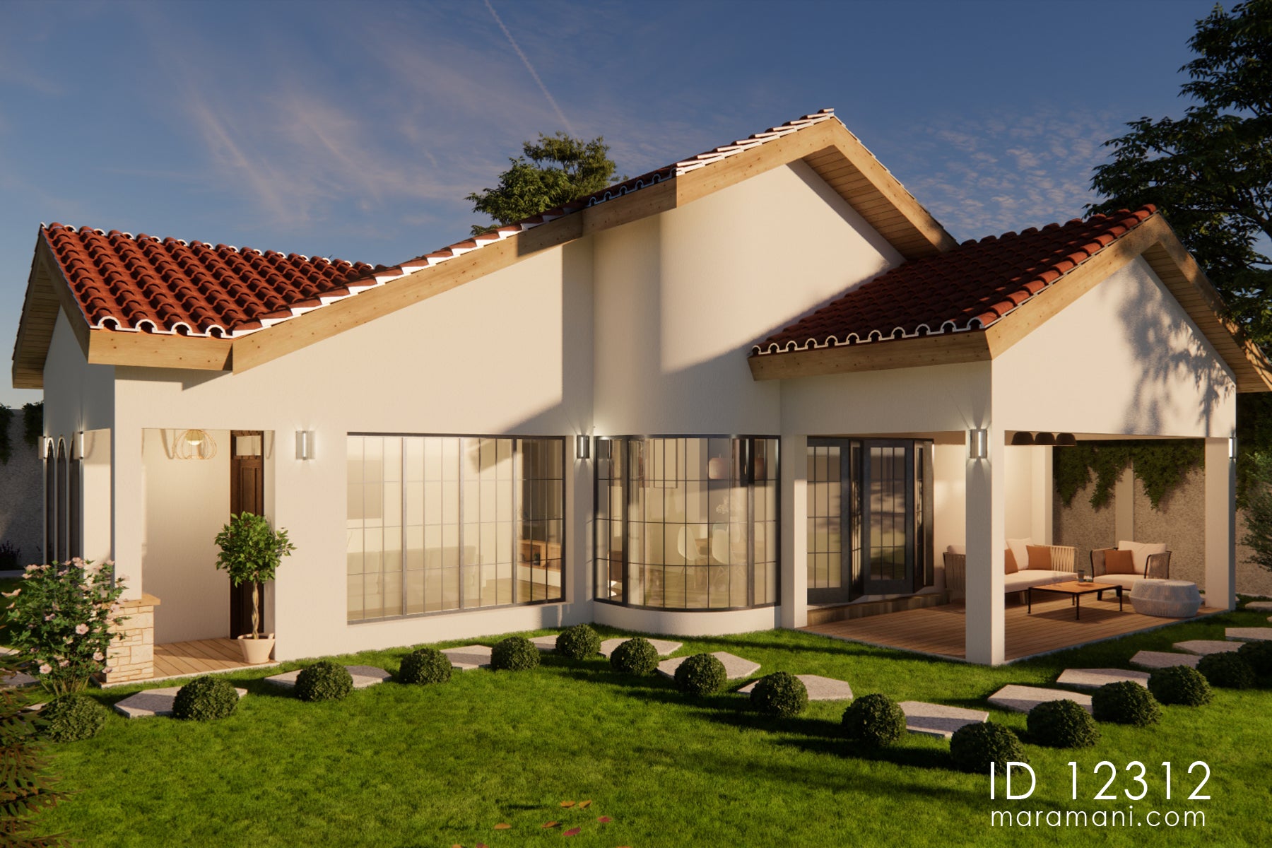Modern 2-Bedroom, 1-Story House Plan - ID 12312