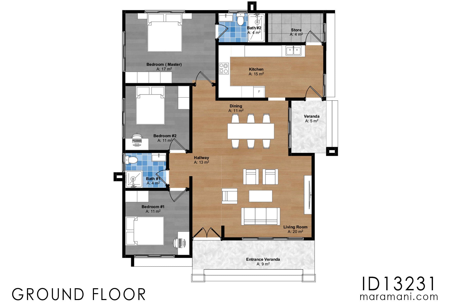 3 Bedroom House Plan - ID 13231