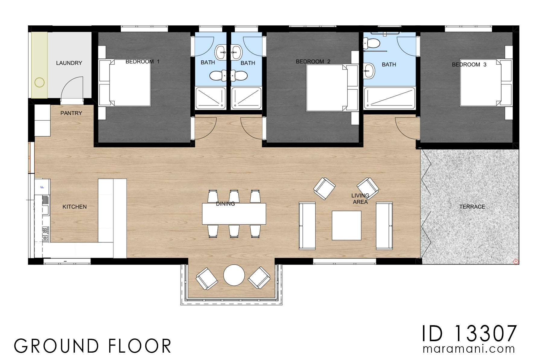 3 Bedroom House Plan - ID 13307