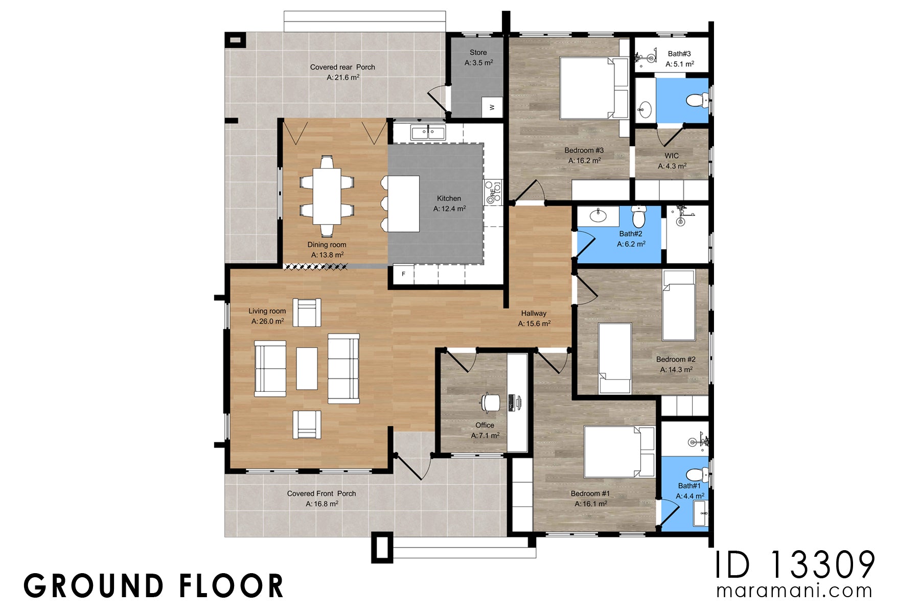 3 Bedroom House Plan - ID 13309