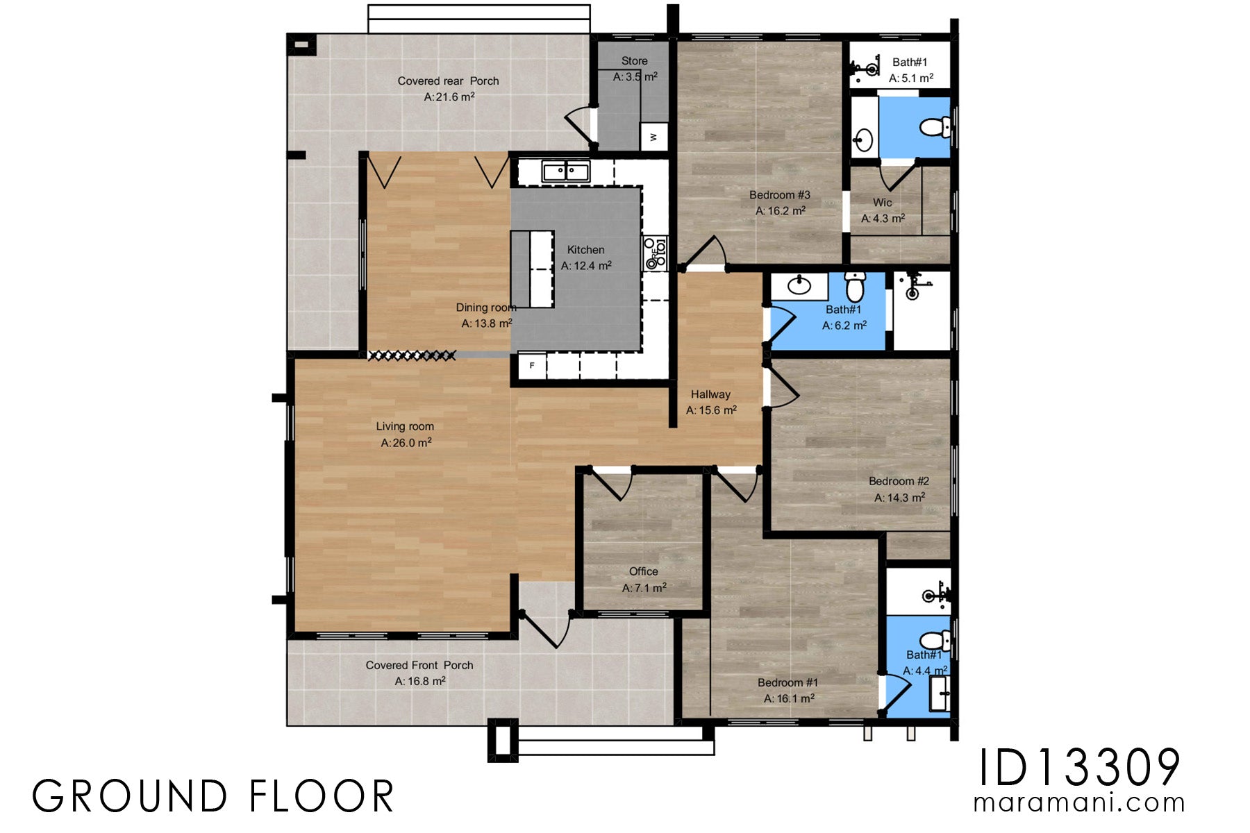 3 Bedroom House Plan - ID 13309