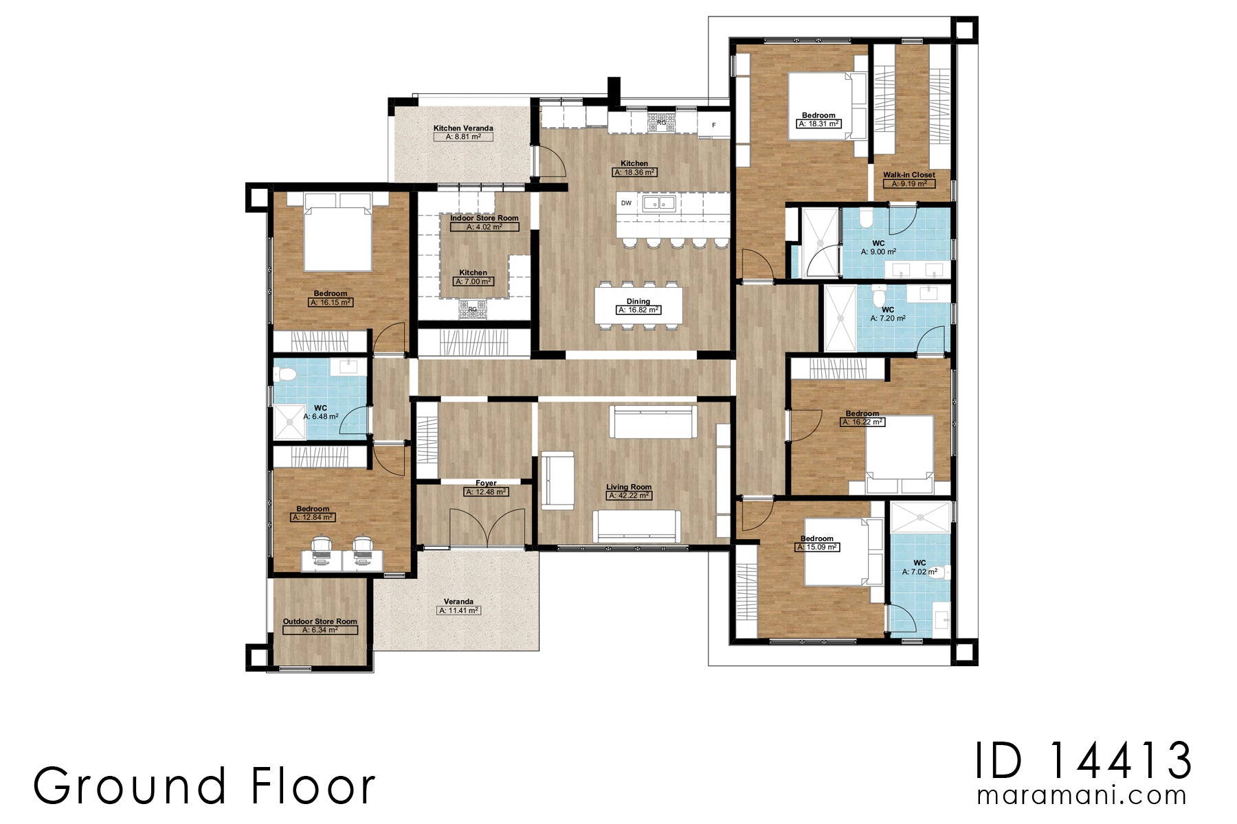Spacious 4-Bedroom 4-Bathroom House Plan -ID 14413