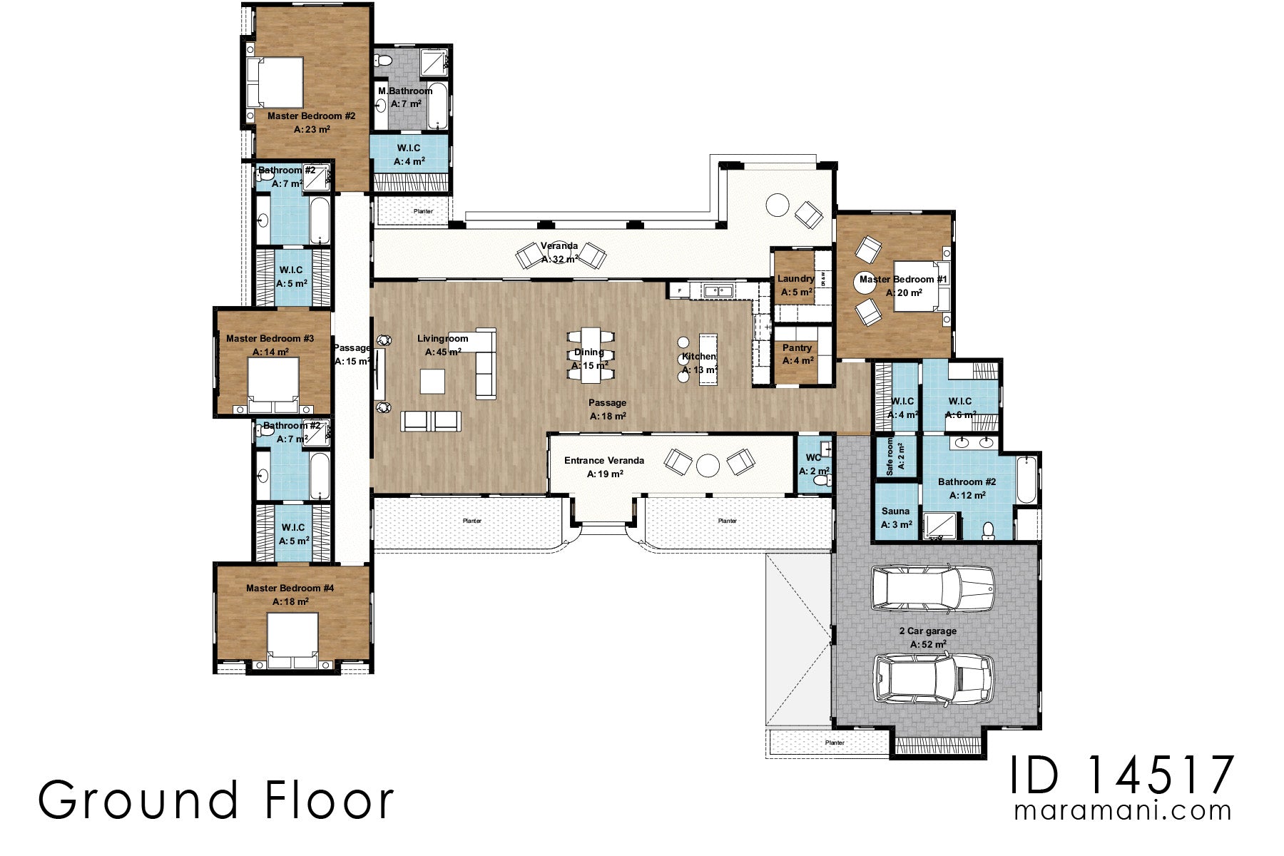 4-Bedroom house Plan - ID 14517
