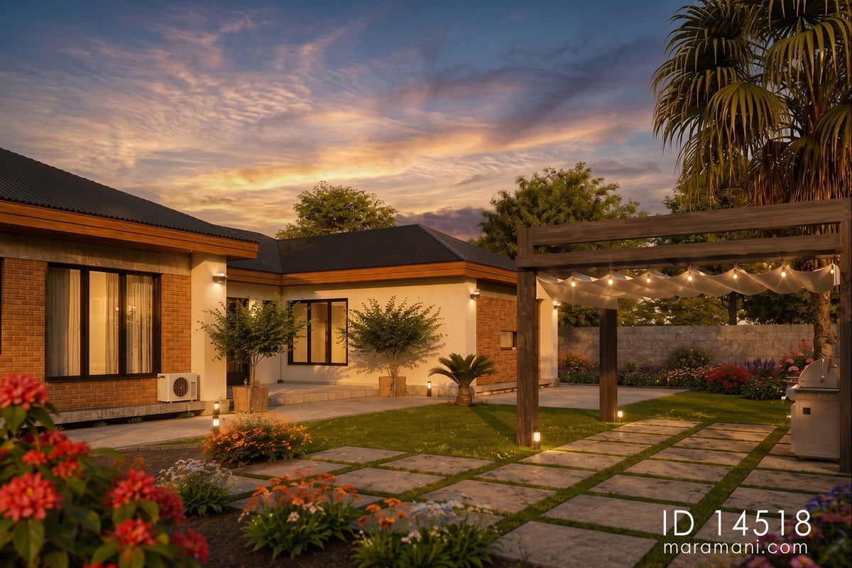 4-Bedroom H-Shaped Bungalow House Plan – ID 14518