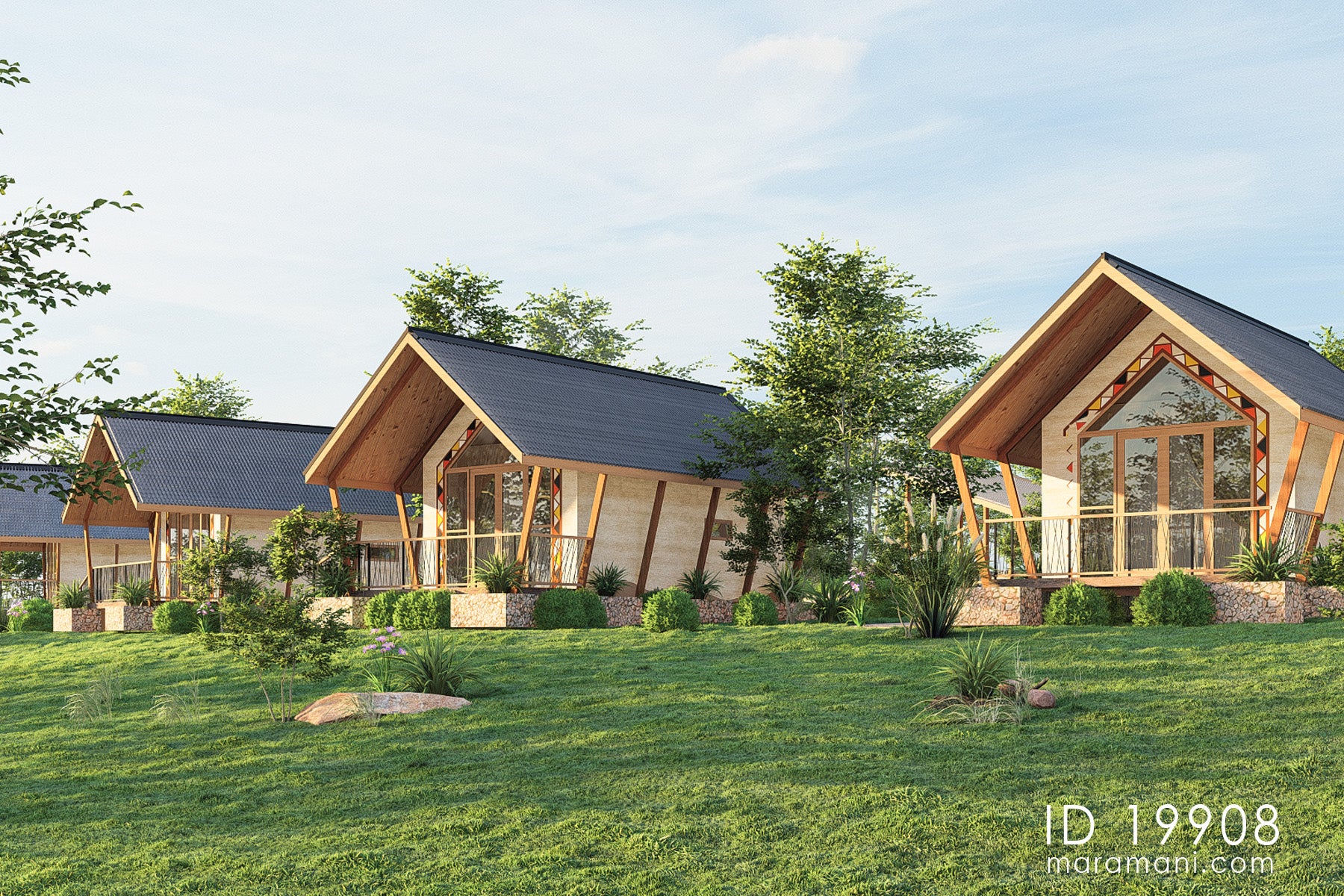 9-Bedroom, Single-Story Multi-Unit Lodge Plan - ID 19908