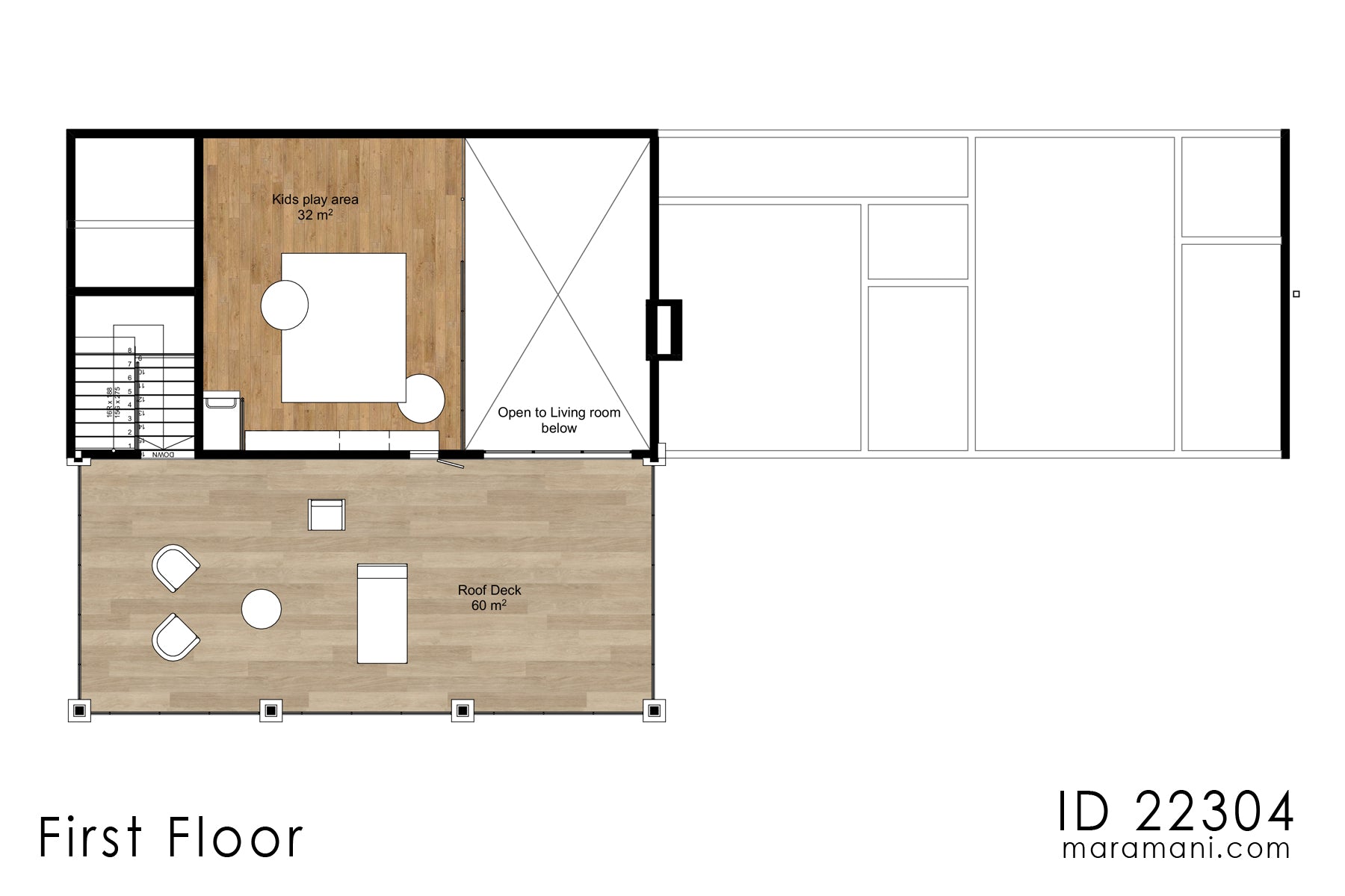 Modern 2-Bedroom, 2-Story House Plan - ID 22304