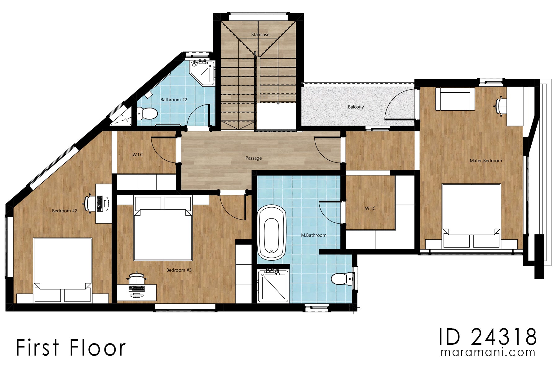 4 Bedroom, 2-Story Modern Family House Plan – ID 24318