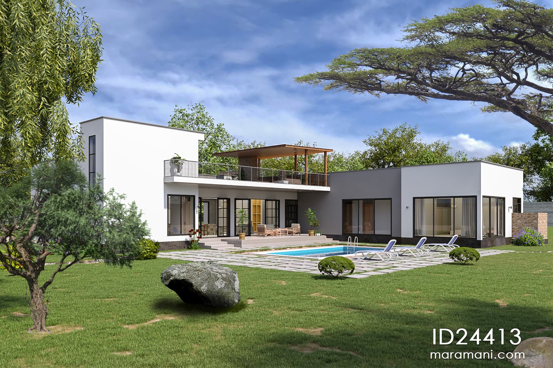 Elegant 2-Story 4 Bedrooms House Plan - ID 24413