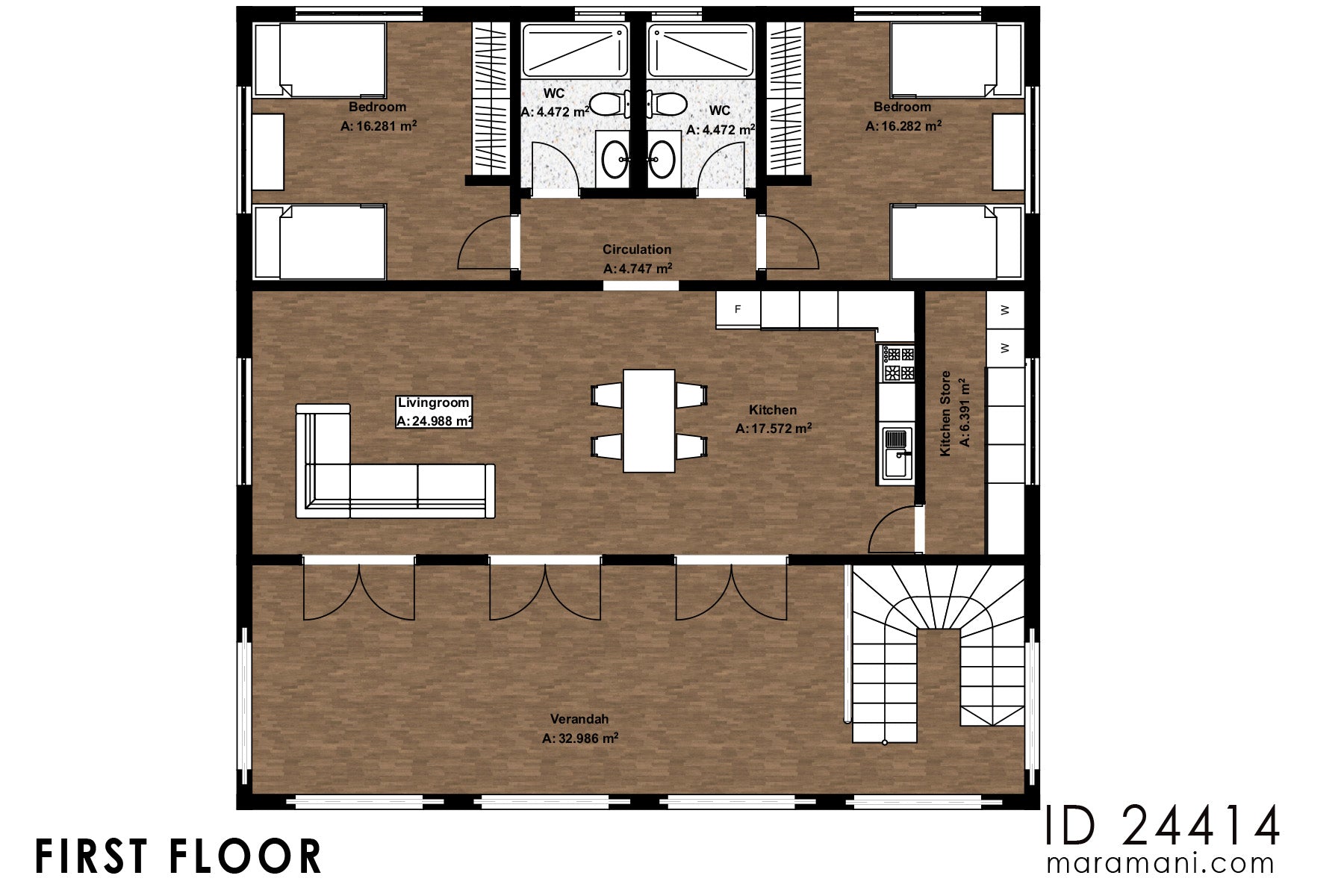 4-Bedroom, Two Story House Pan - ID 24414
