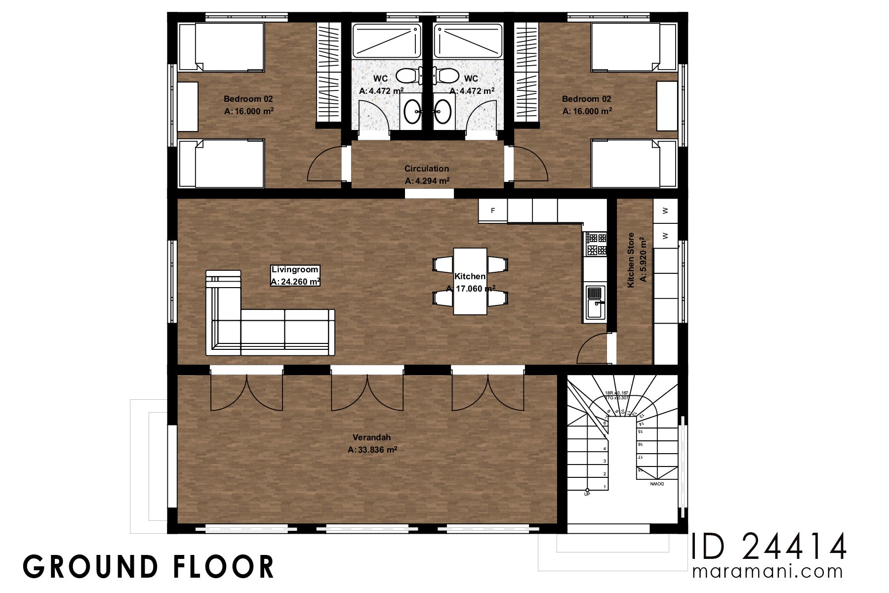 4-Bedroom, Two Story House Pan - ID 24414