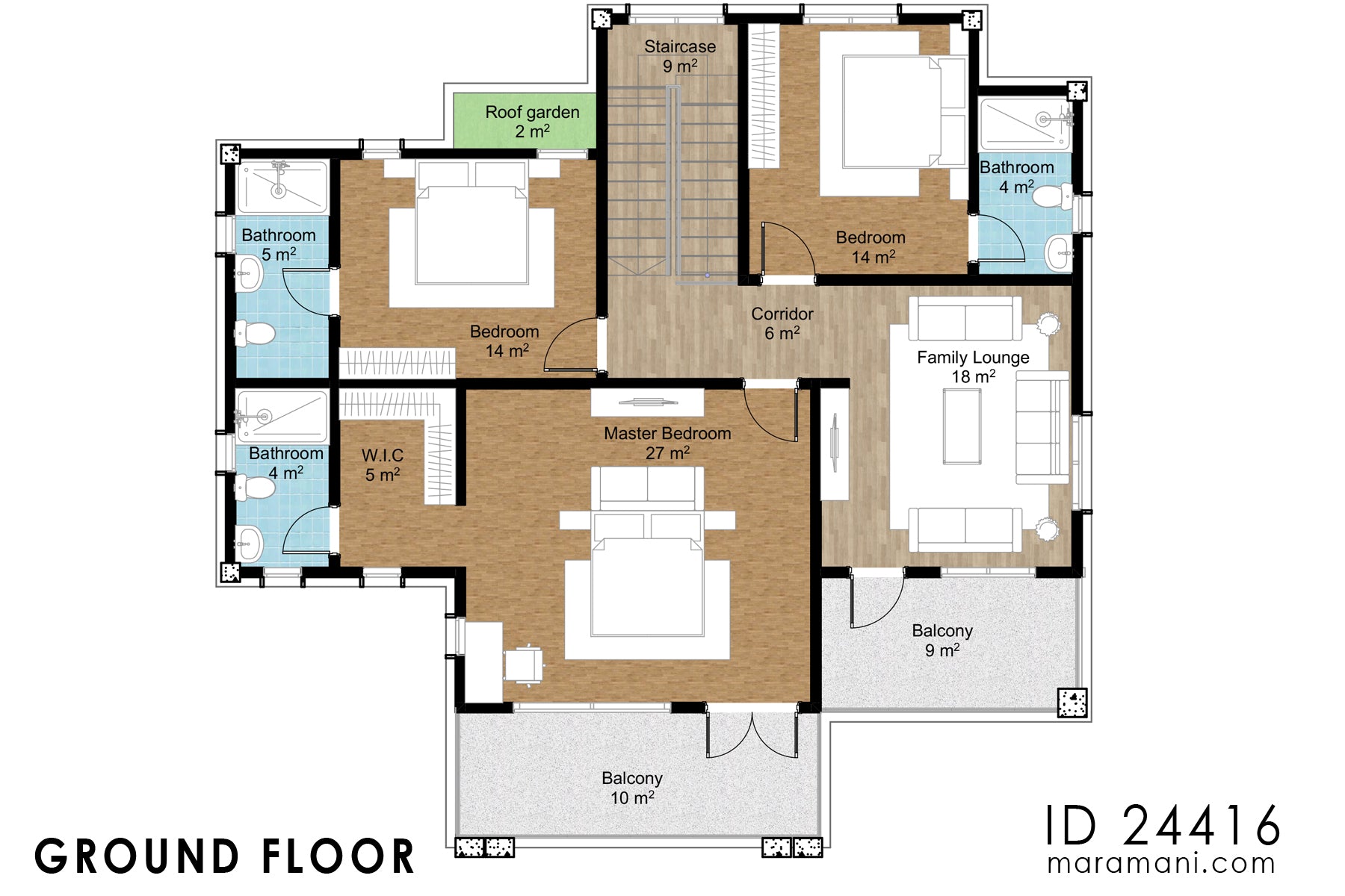 4-Bedroom, 2-Story House Plan - ID 24416
