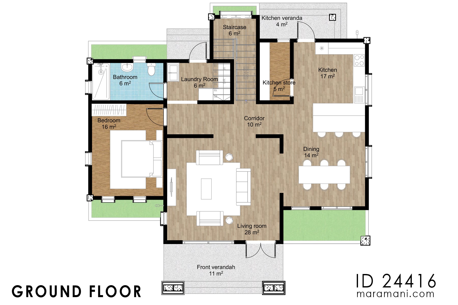 4-Bedroom, 2-Story House Plan - ID 24416