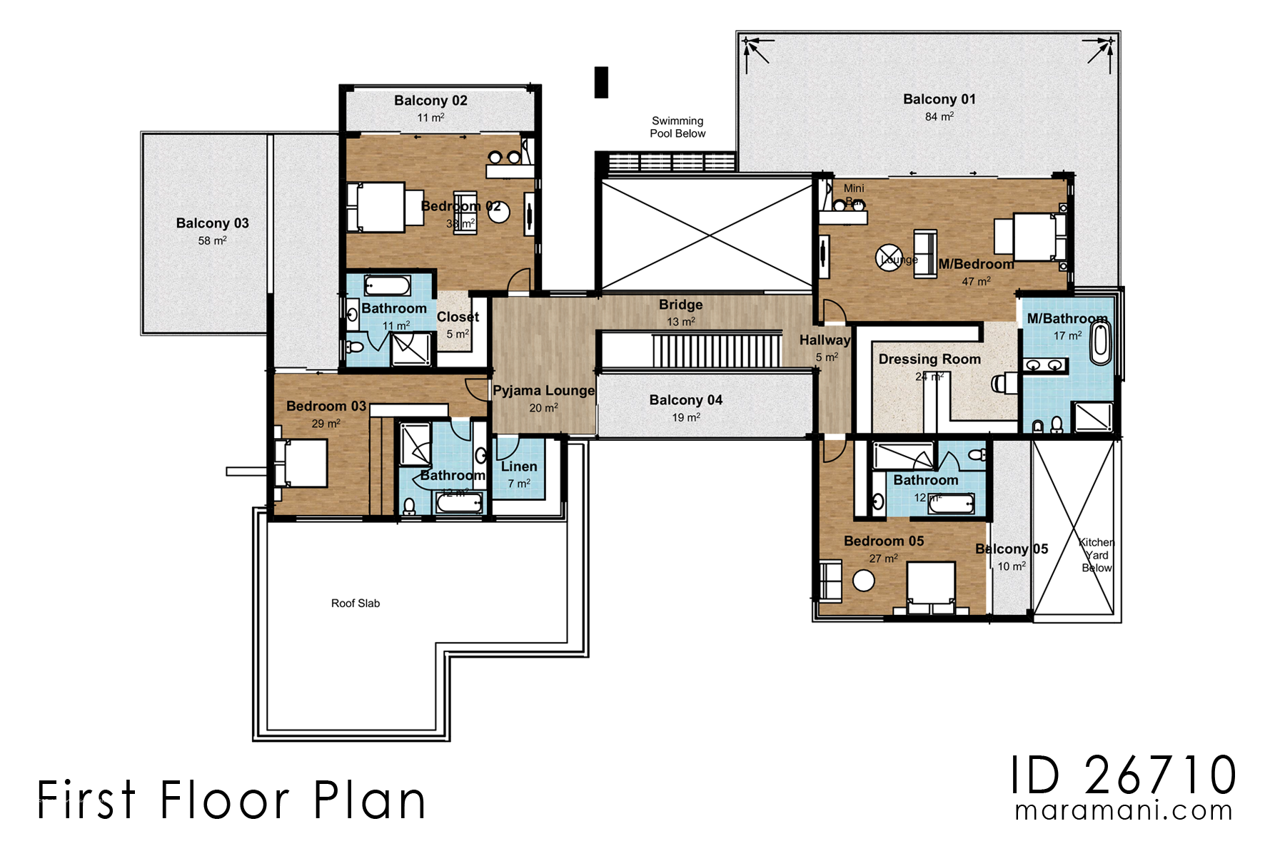 Luxurious 6-Bedrooms, 2-Story  with House Plan - ID 26710