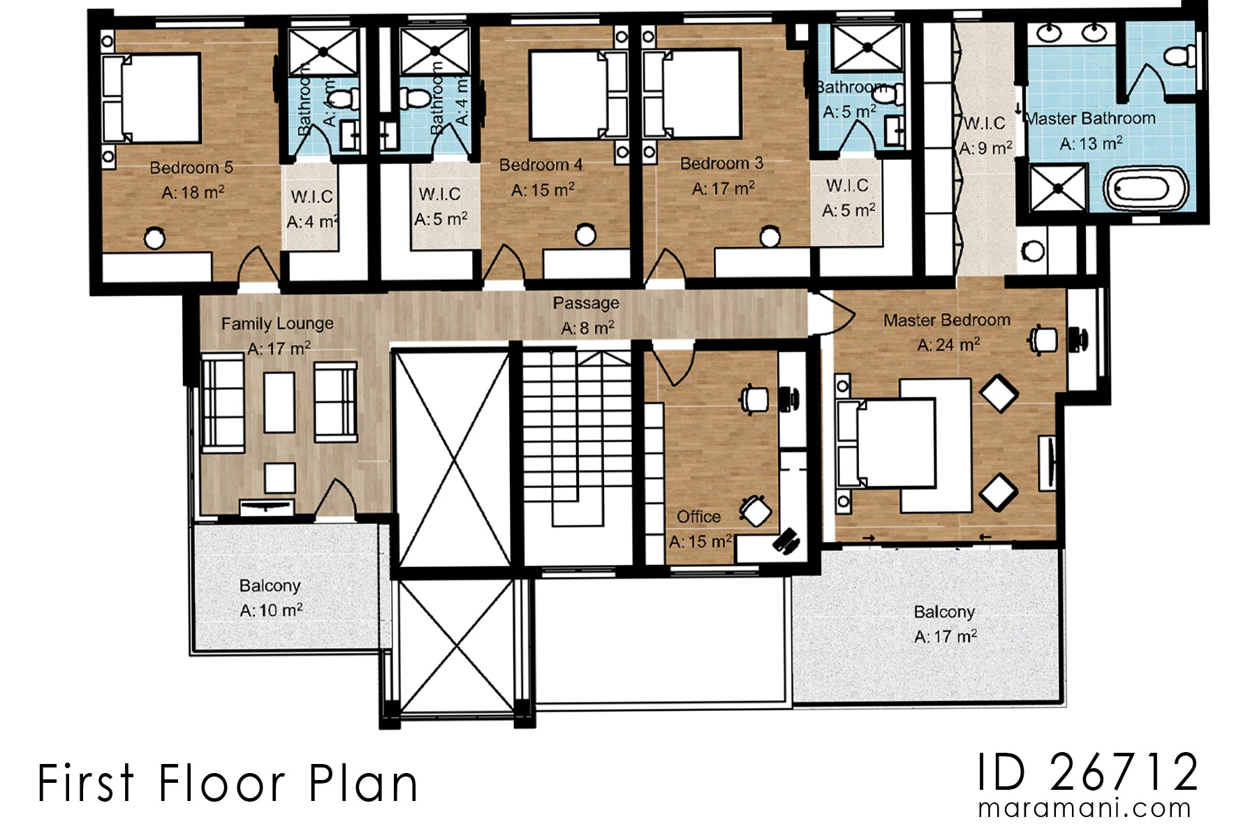 Spacious 6- Bedroom, 2-Story House Plan - ID 26712