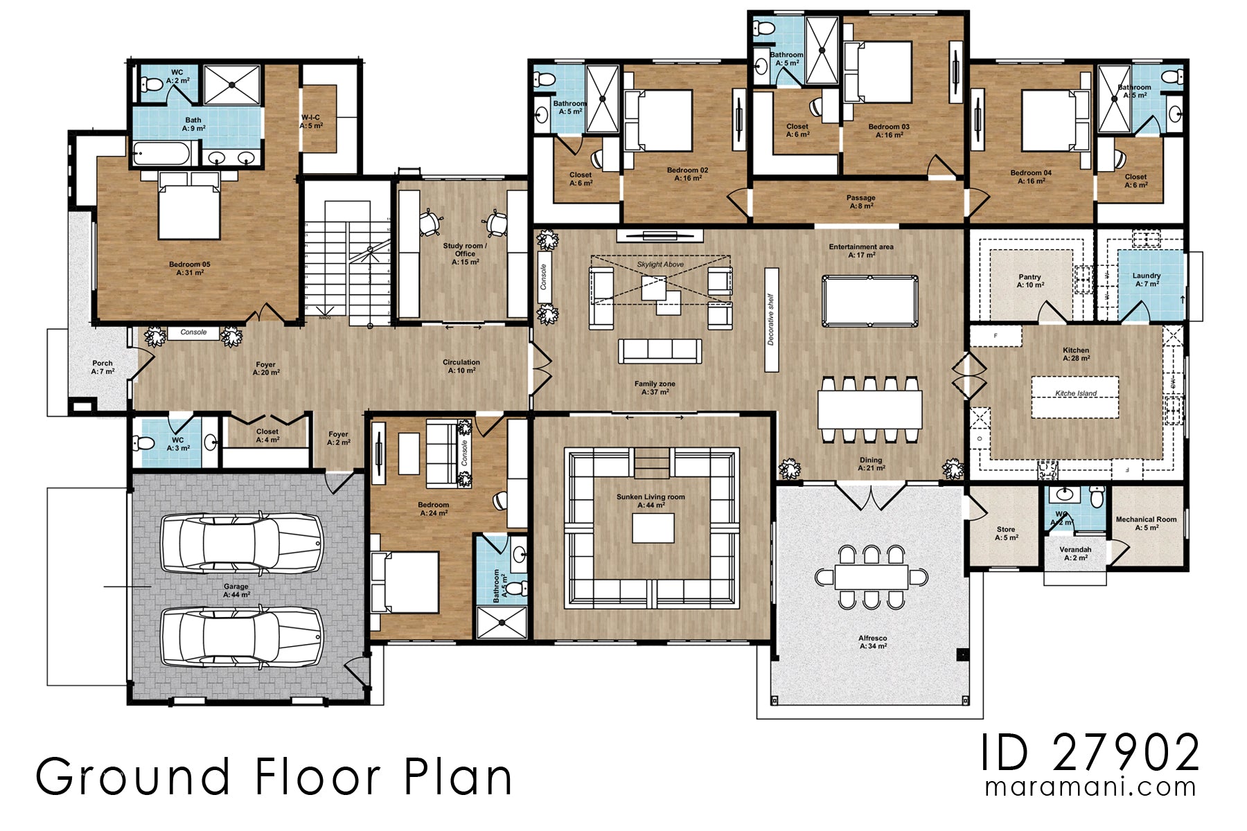 Grand 7-Bedroom 2-Story Mansion with Luxury Amenities – ID 27902