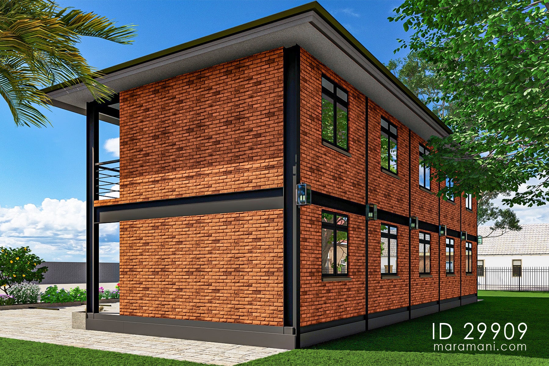 10-Bedroom Hostel Building Plan - ID 29909
