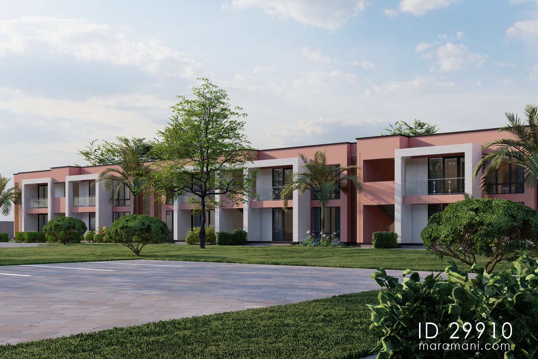 10 Unit, 2-Story Apartment Block Plan – ID 29910