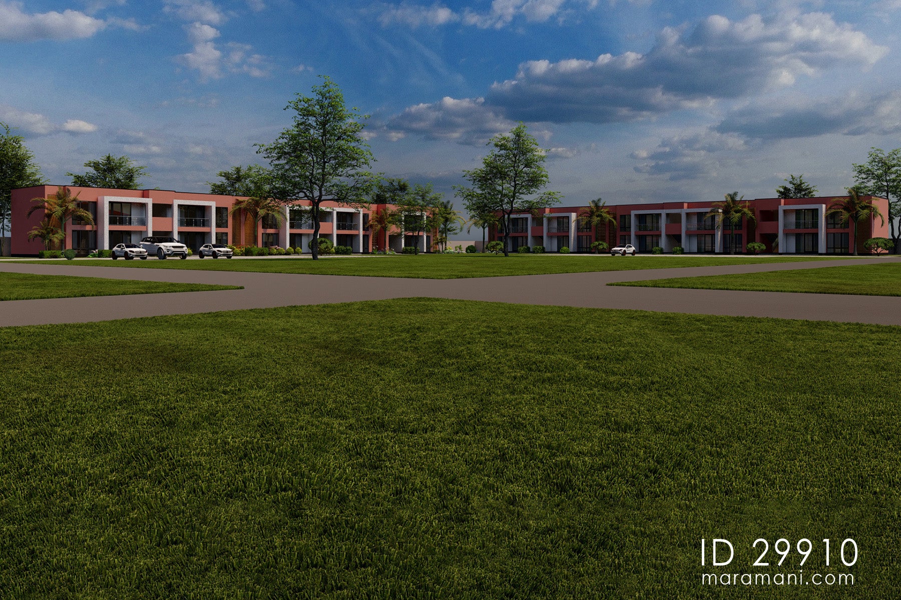 10 Unit, 2-Story Apartment Block Plan – ID 29910