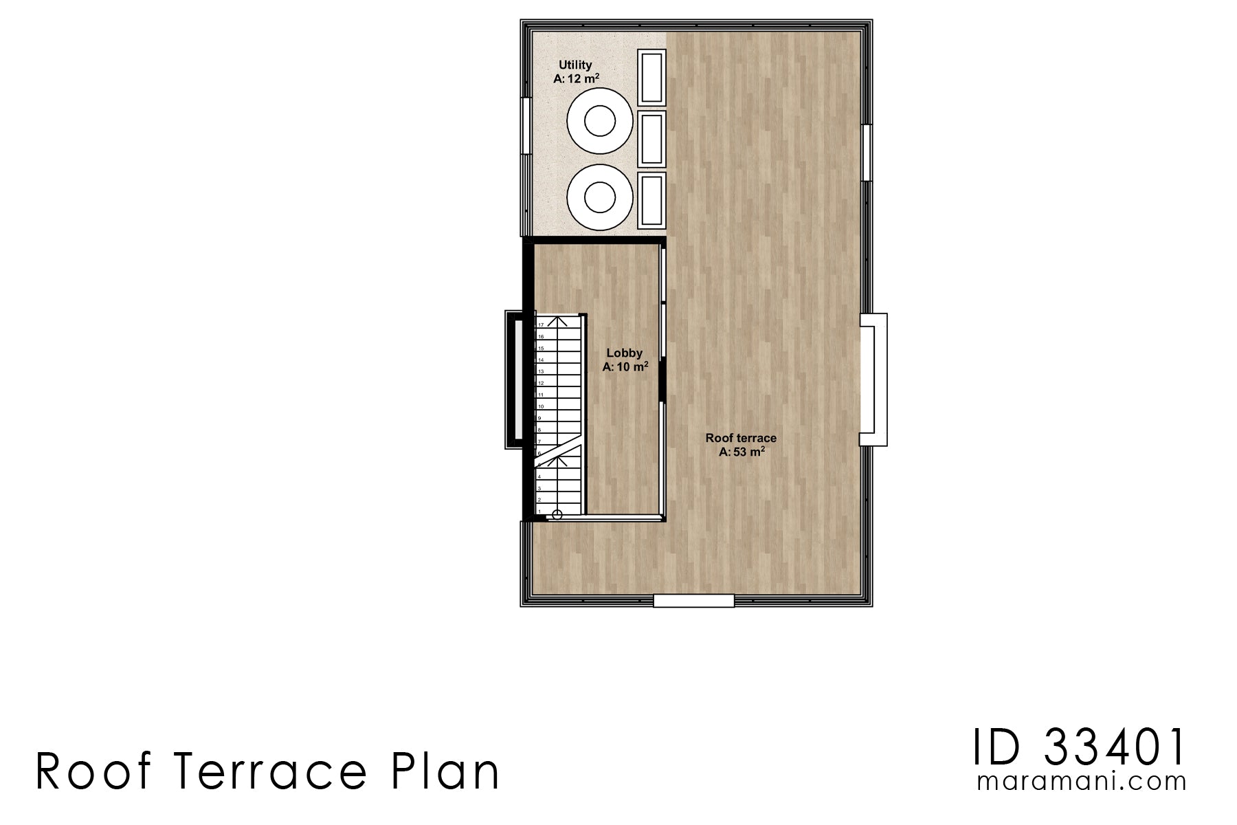 3 Bedroom House Plan with flat roof - ID 33402