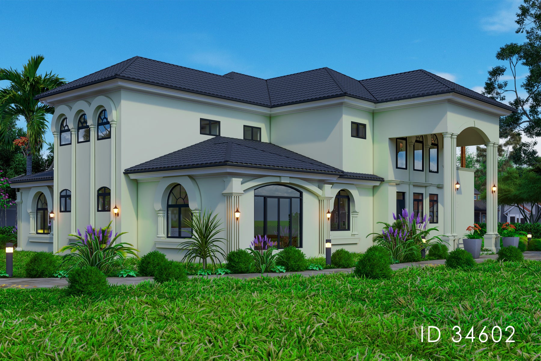 Luxurious 4 Bedroom, 3-Story House Plan – ID 34602