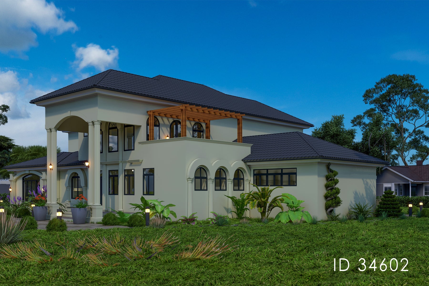 Luxurious 4 Bedroom, 3-Story House Plan – ID 34602