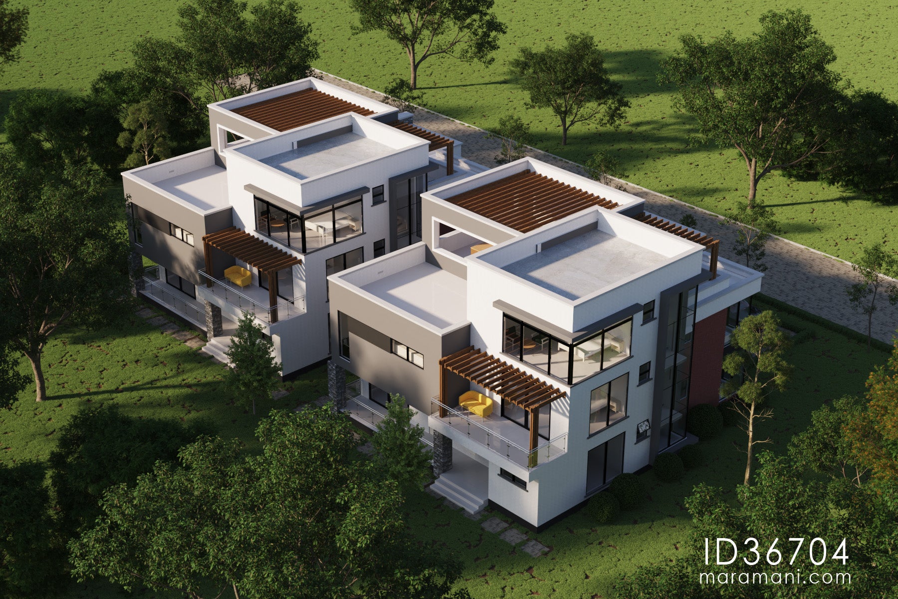 6-Bedroom, 3-Story House Plan - ID 36704