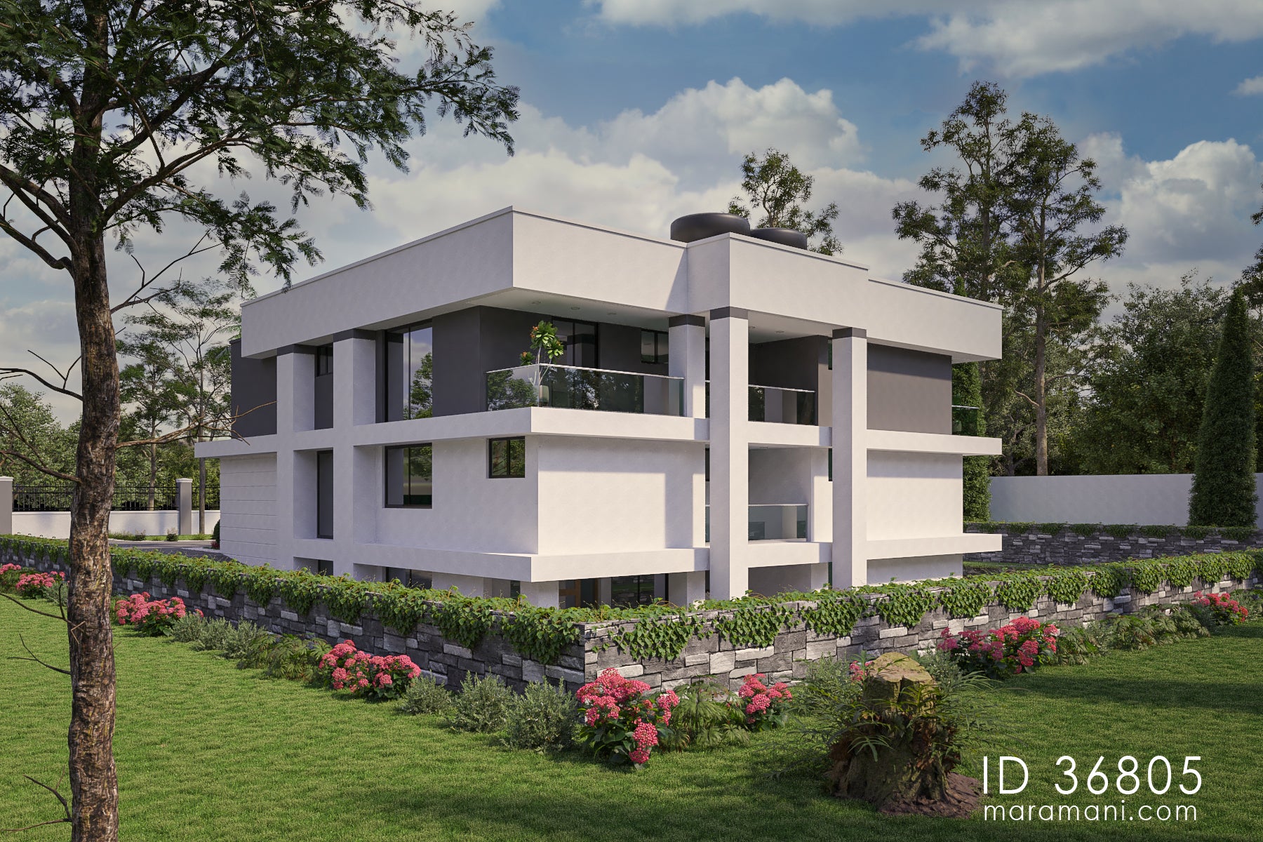 Luxurious 6-Bedroom, 3-Story House Plan - ID 36805
