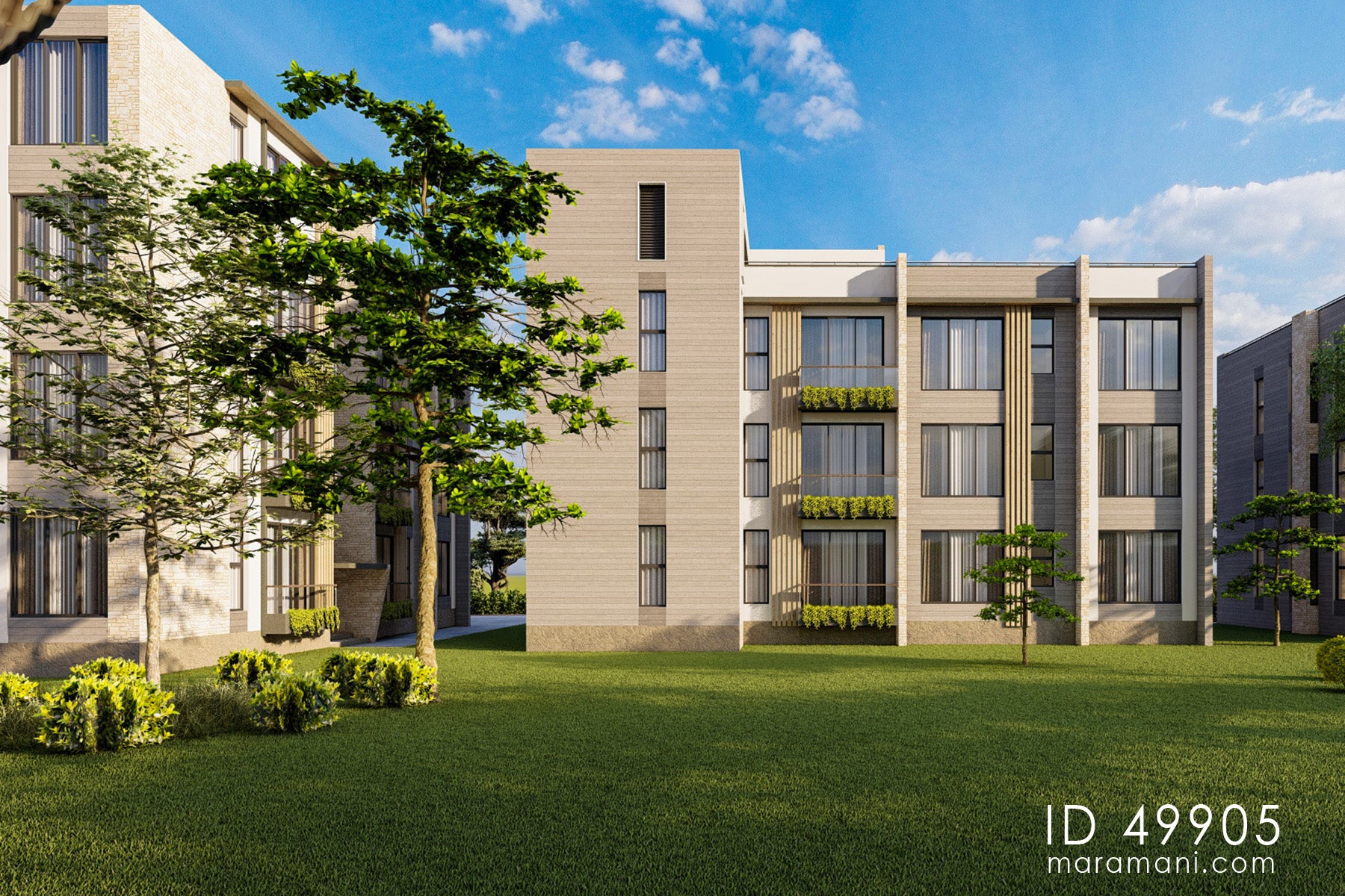 10-Apartments 4-Story Building Plan - ID 49905